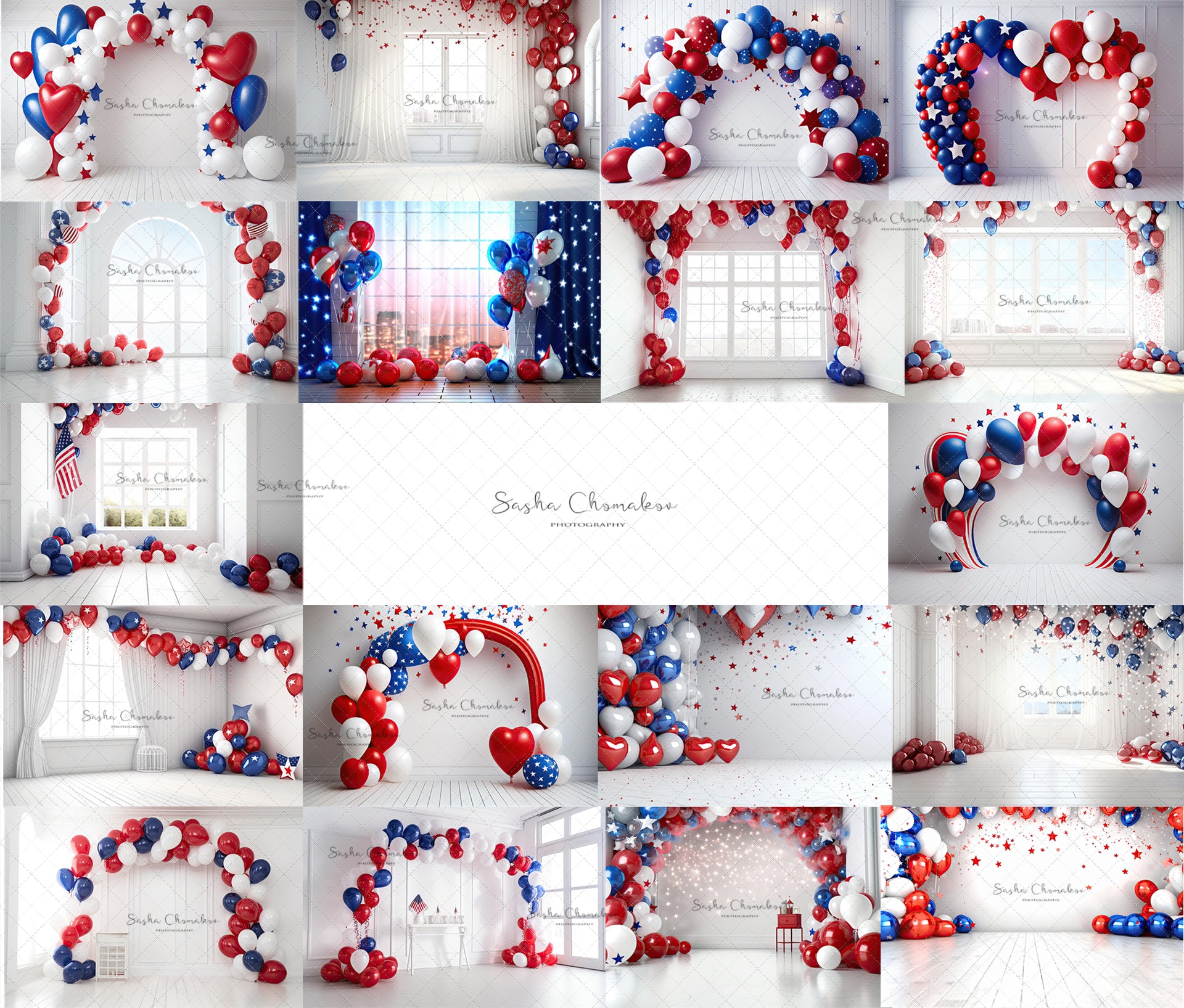 Digital backgrounds Independence day USA 4th of July Ai generated
