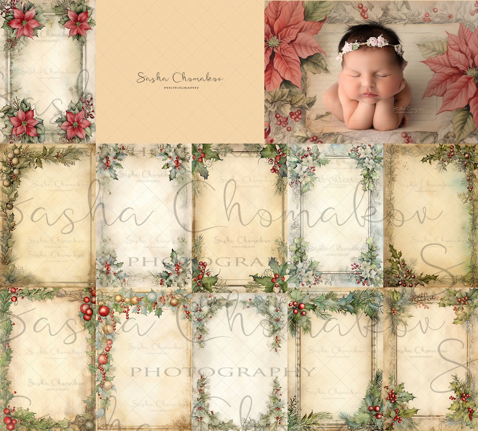 Digital backgrounds Ai generated Christmas frames overlays