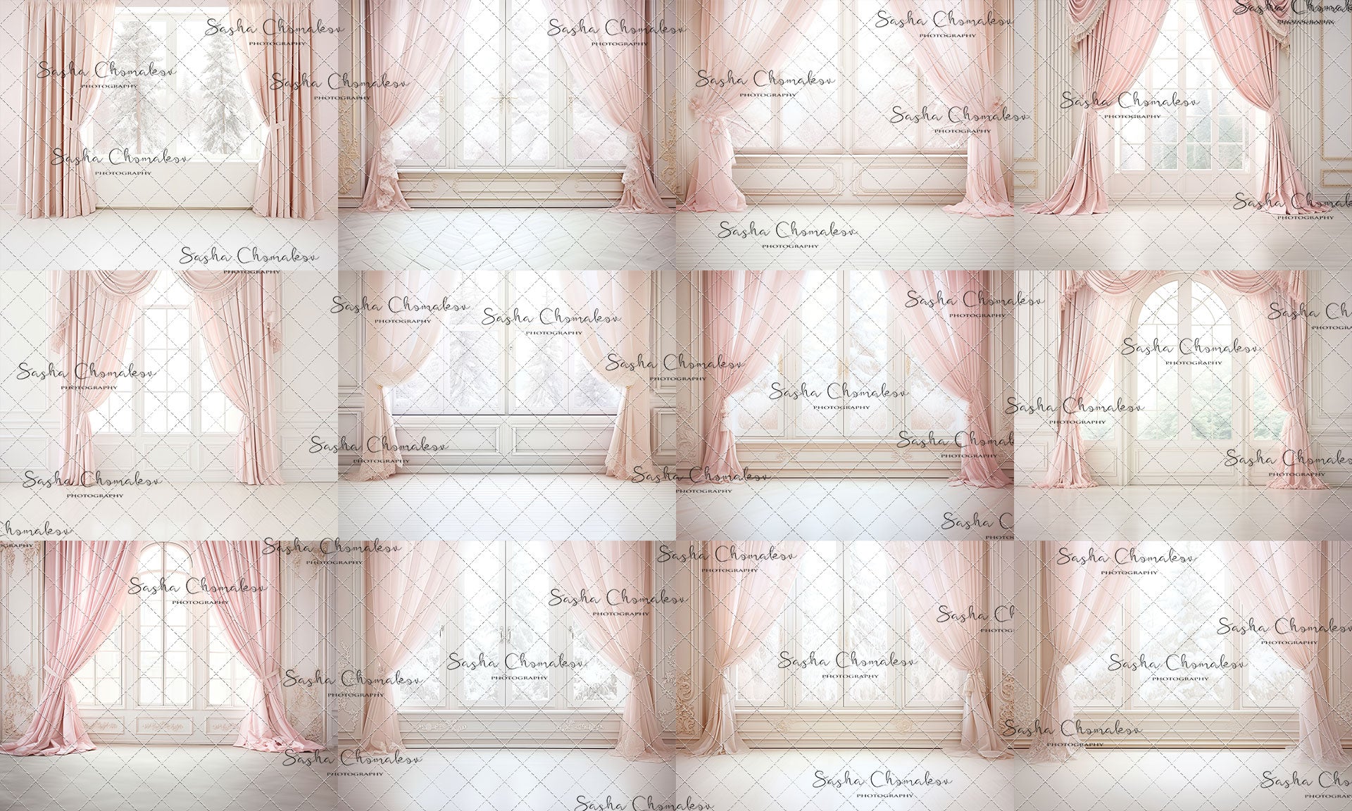 Digital Backdrop Ai generated pink drapes winter