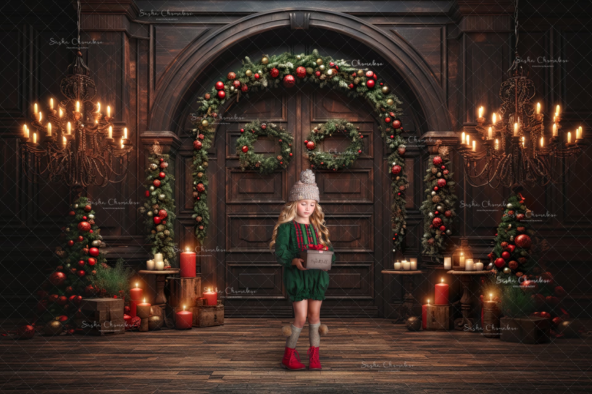 Digital backgrounds Ai generated Christmas barns