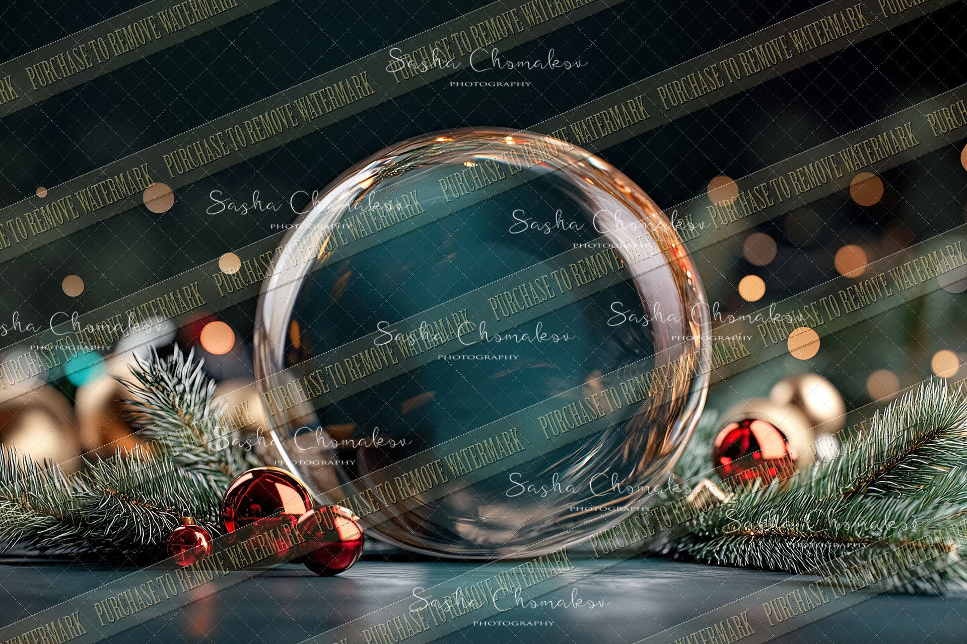 Digital Backdrop Ai generated Christmas globes