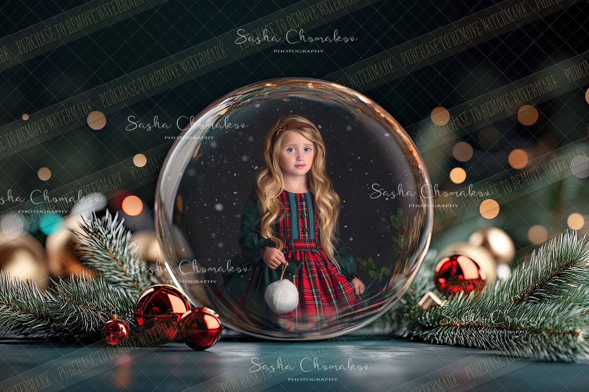 Digital Backdrop Ai generated Christmas globes