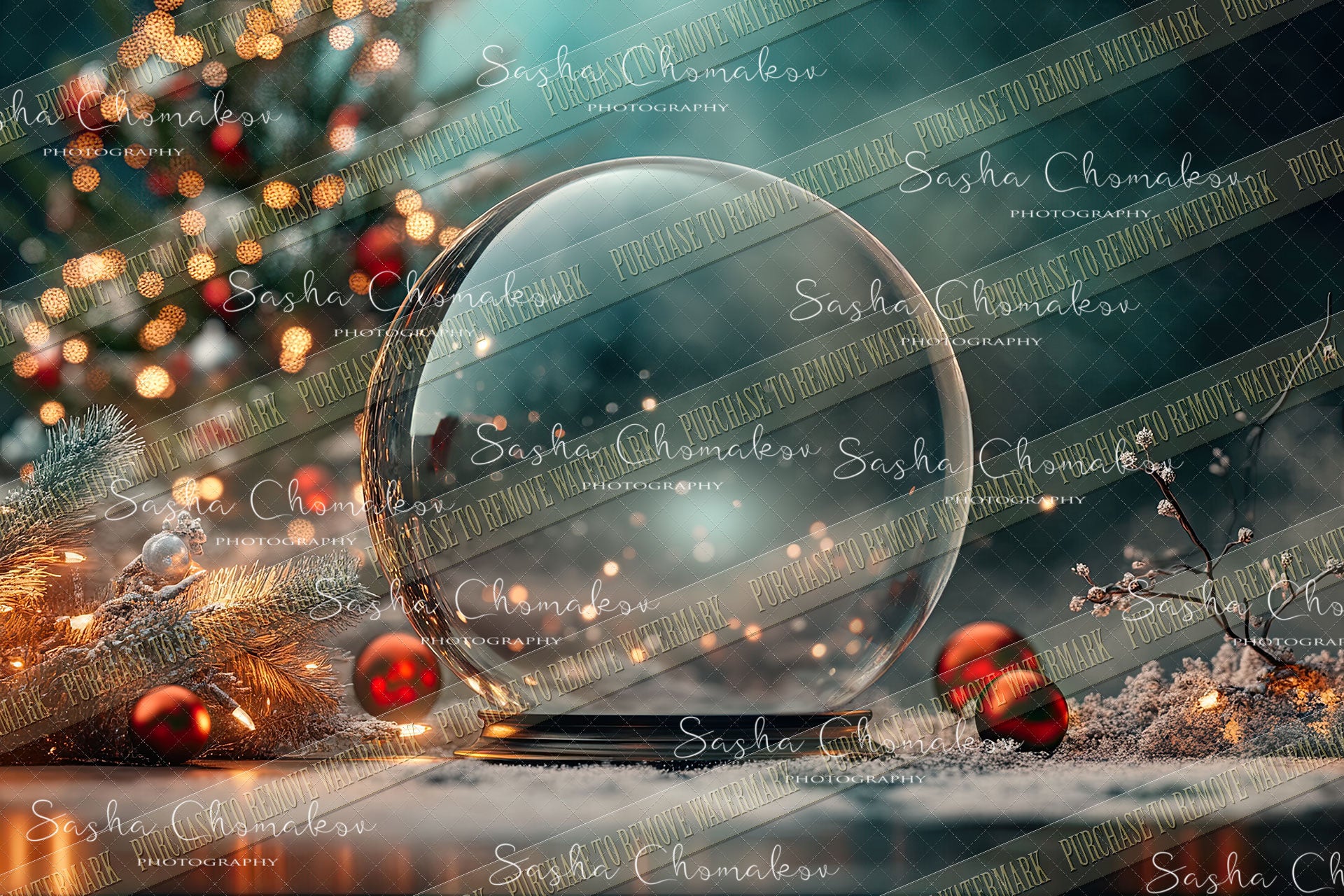 Digital Backdrop Ai generated Christmas globes