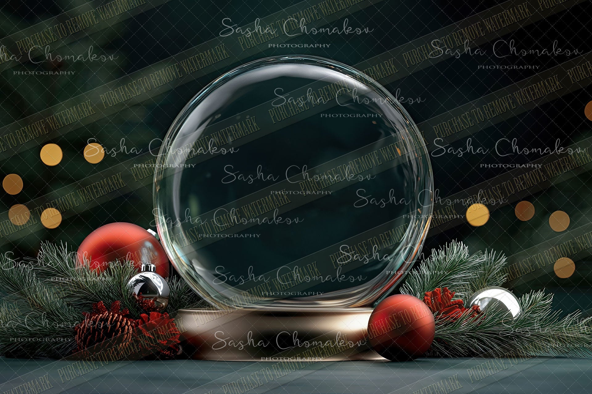 Digital Backdrop Ai generated Christmas globes