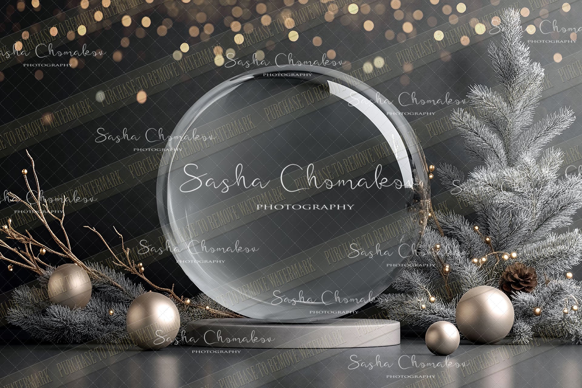 Digital Backdrop Ai generated Christmas globes
