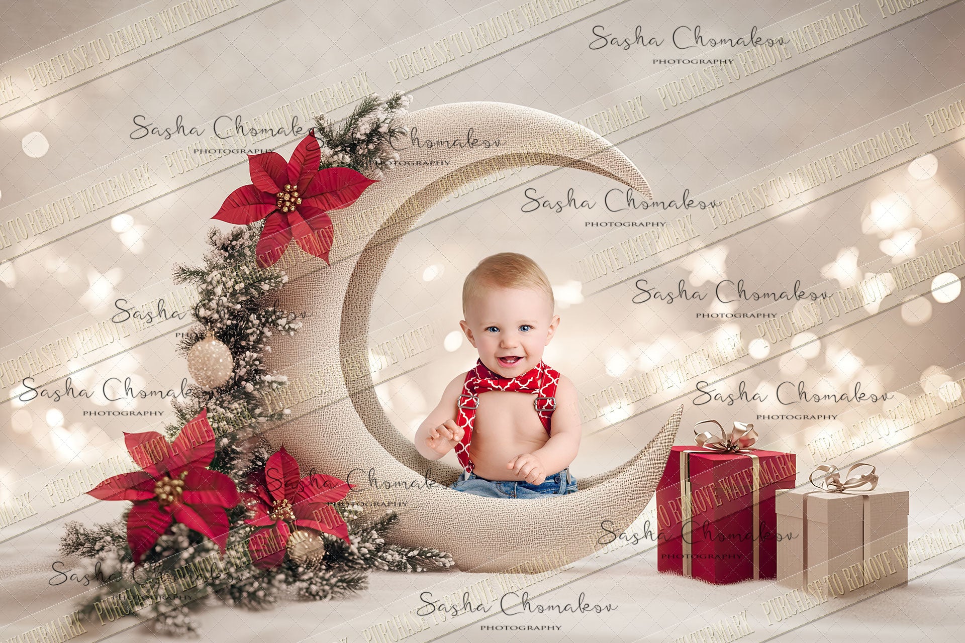 Digital background Ai generated Christmas moon