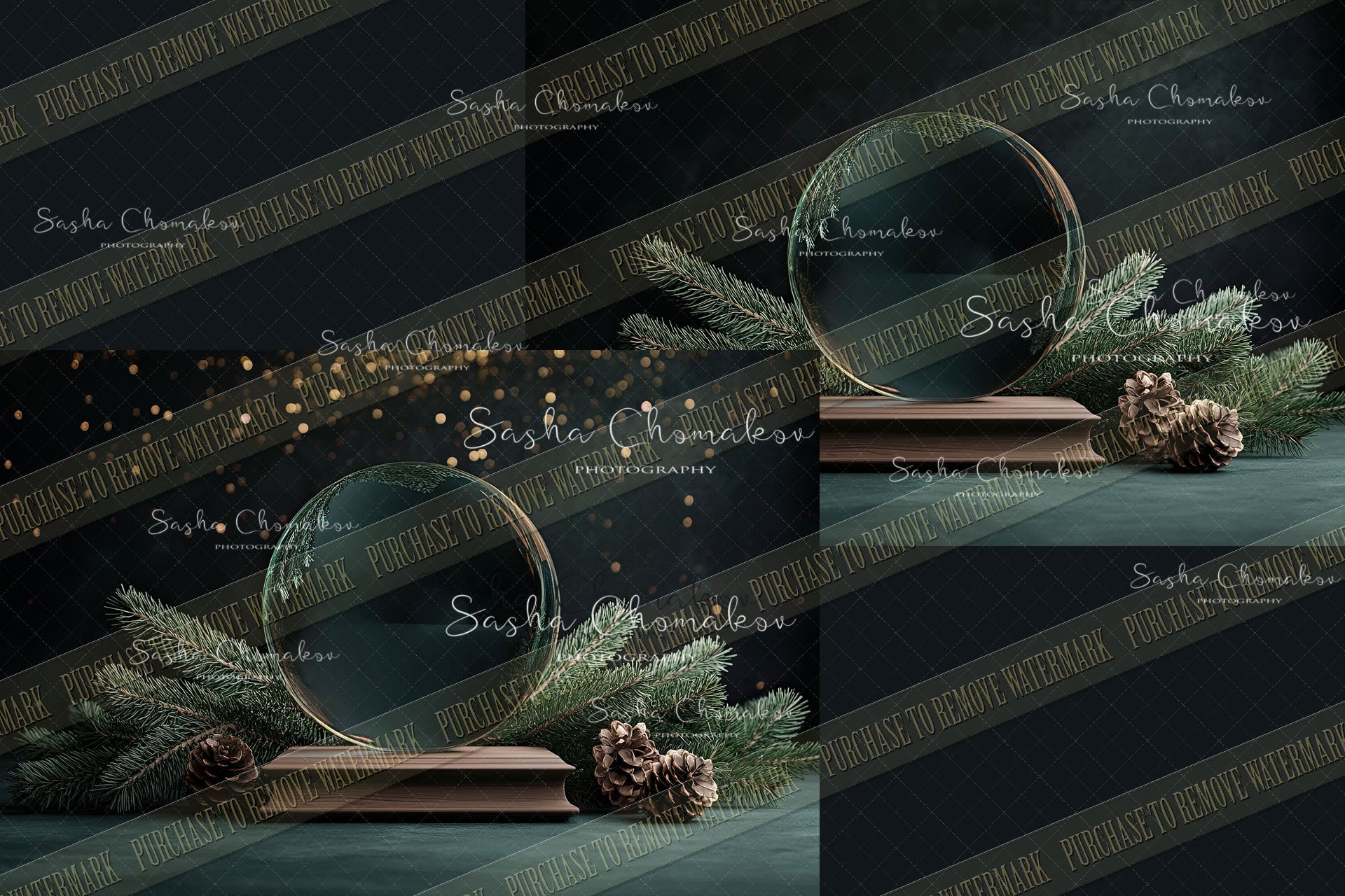 Digital Backdrop Ai generated Christmas globes