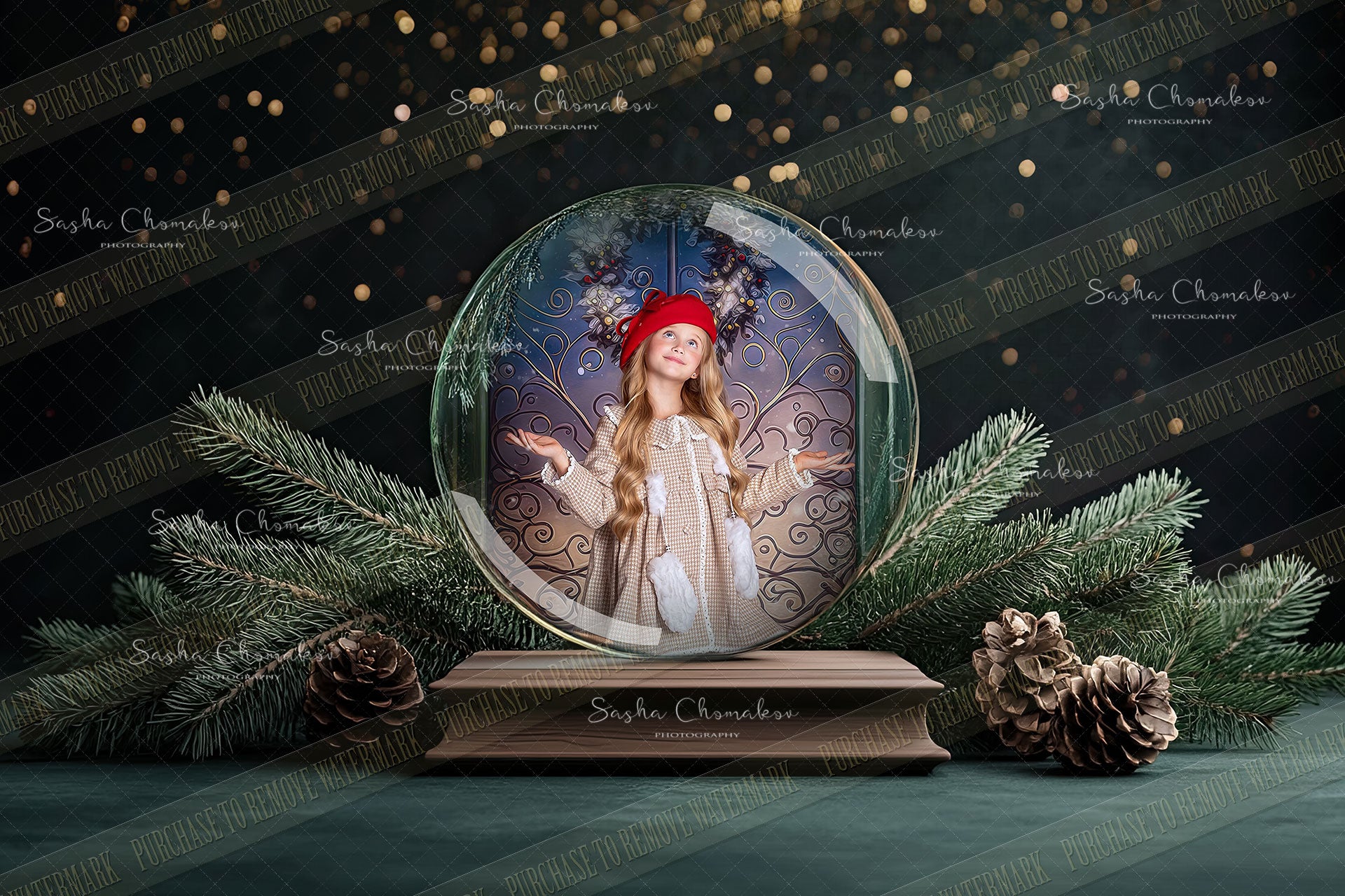Digital Backdrop Ai generated Christmas globes