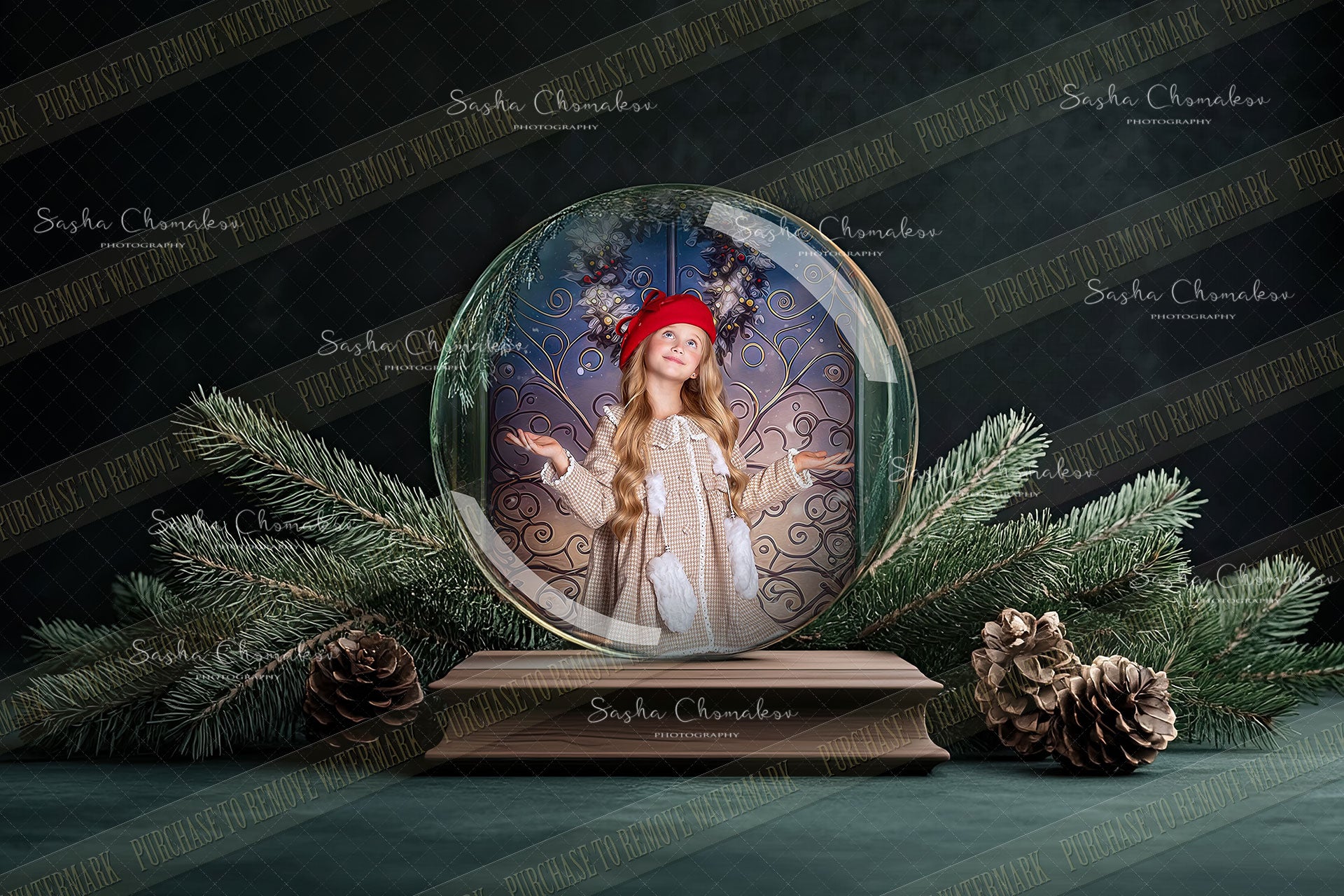 Digital Backdrop Ai generated Christmas globes