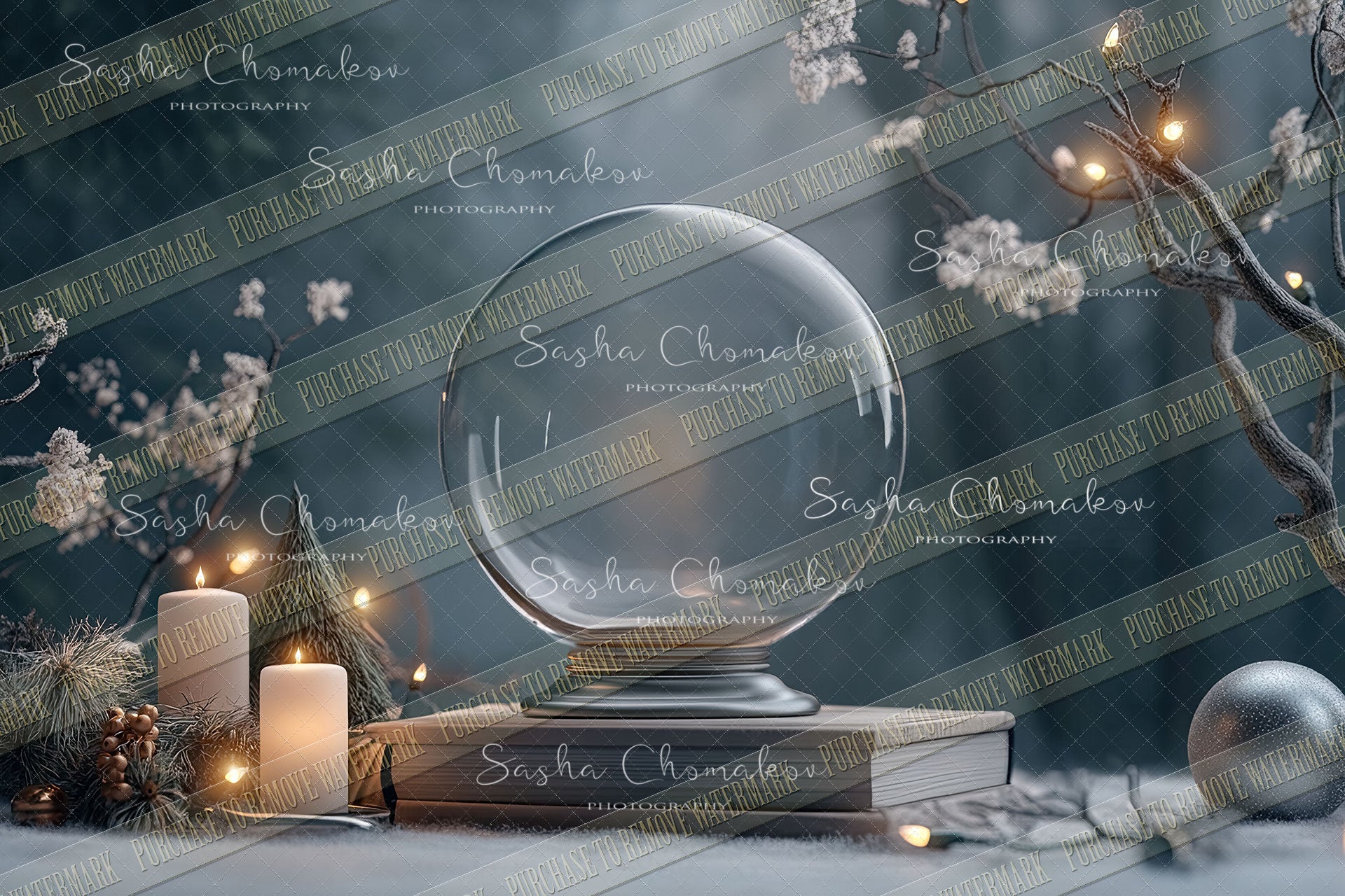 Digital Backdrop Ai generated Christmas globes