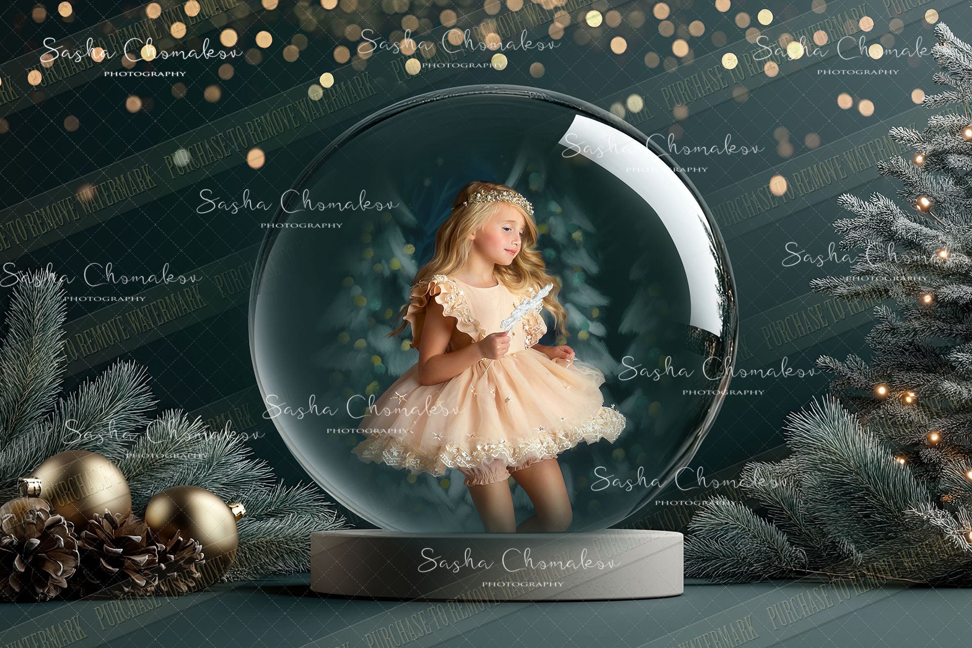 Digital Backdrop Ai generated Christmas globes