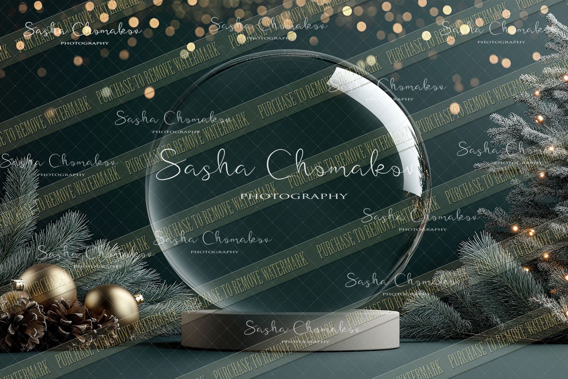 Digital Backdrop Ai generated Christmas globes