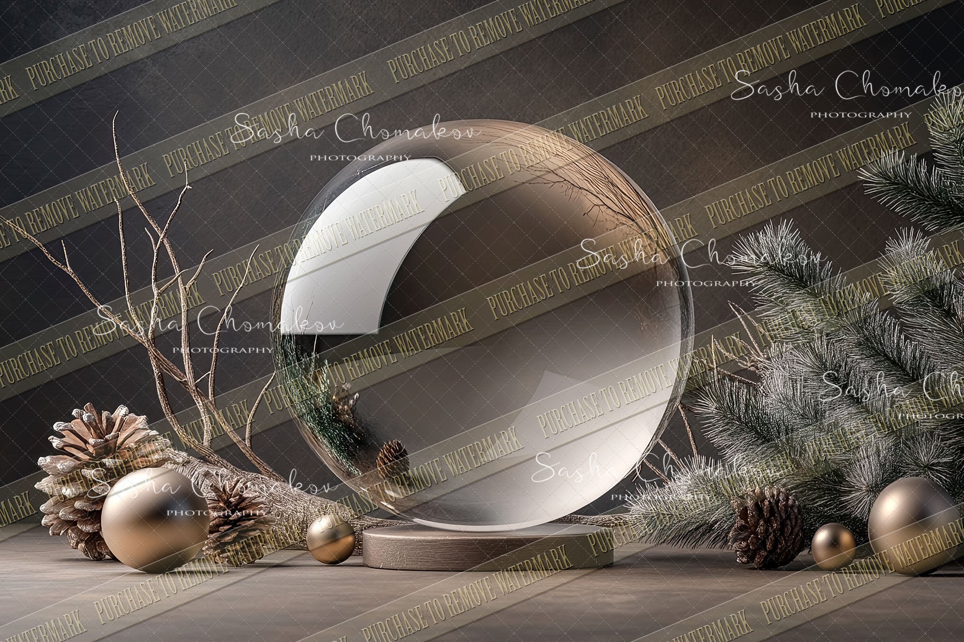 Digital Backdrop Ai generated Christmas globes