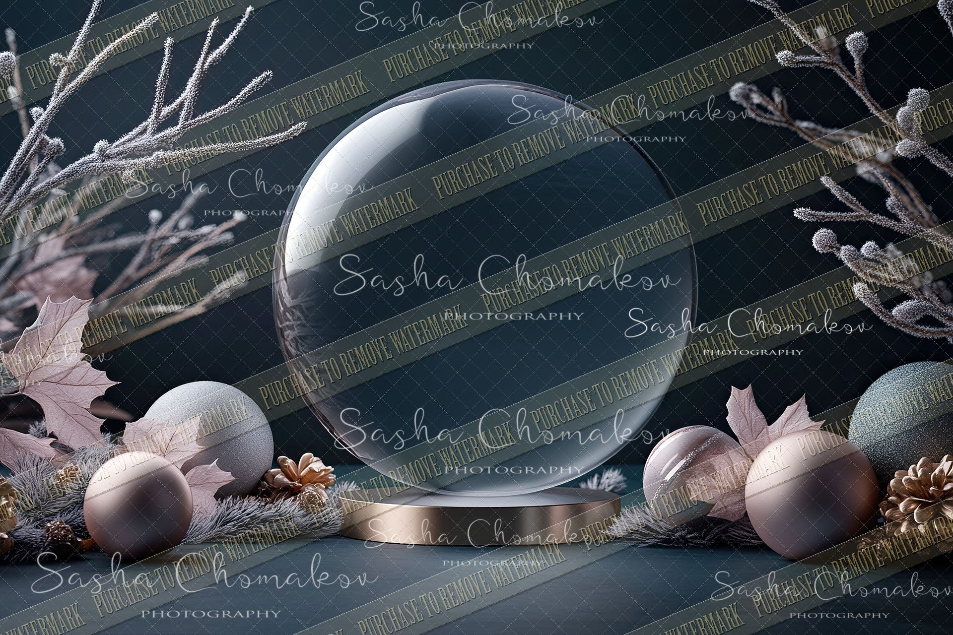 Digital Backdrop Ai generated Christmas globes