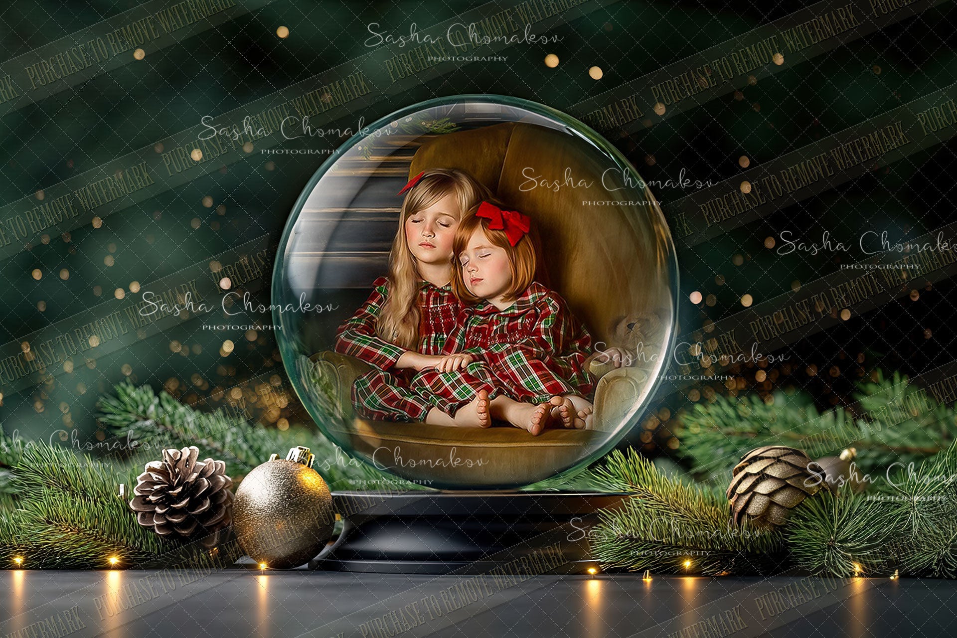 Digital Backdrop Ai generated Christmas globes