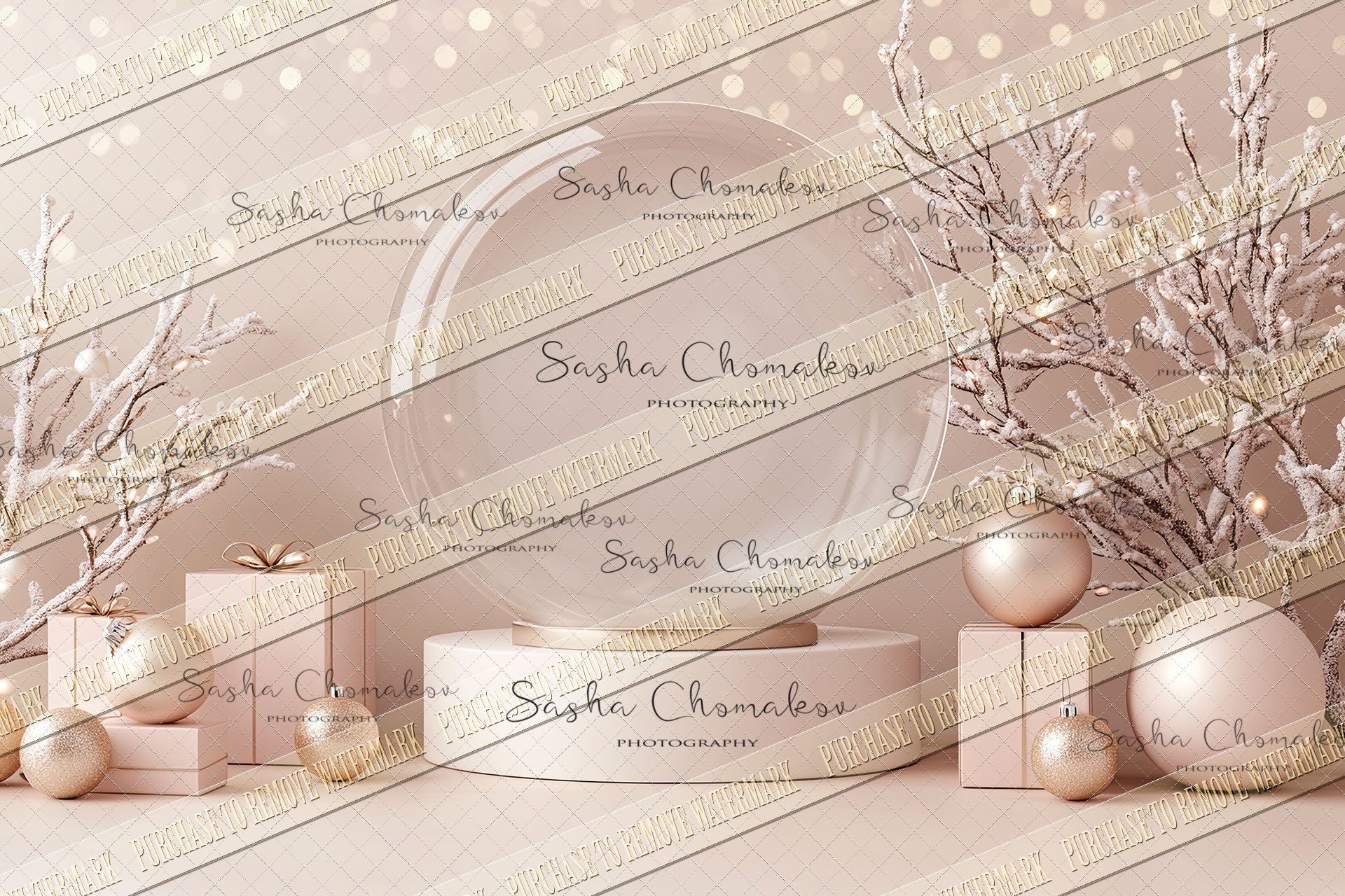 Digital Backdrop Ai generated Christmas globes
