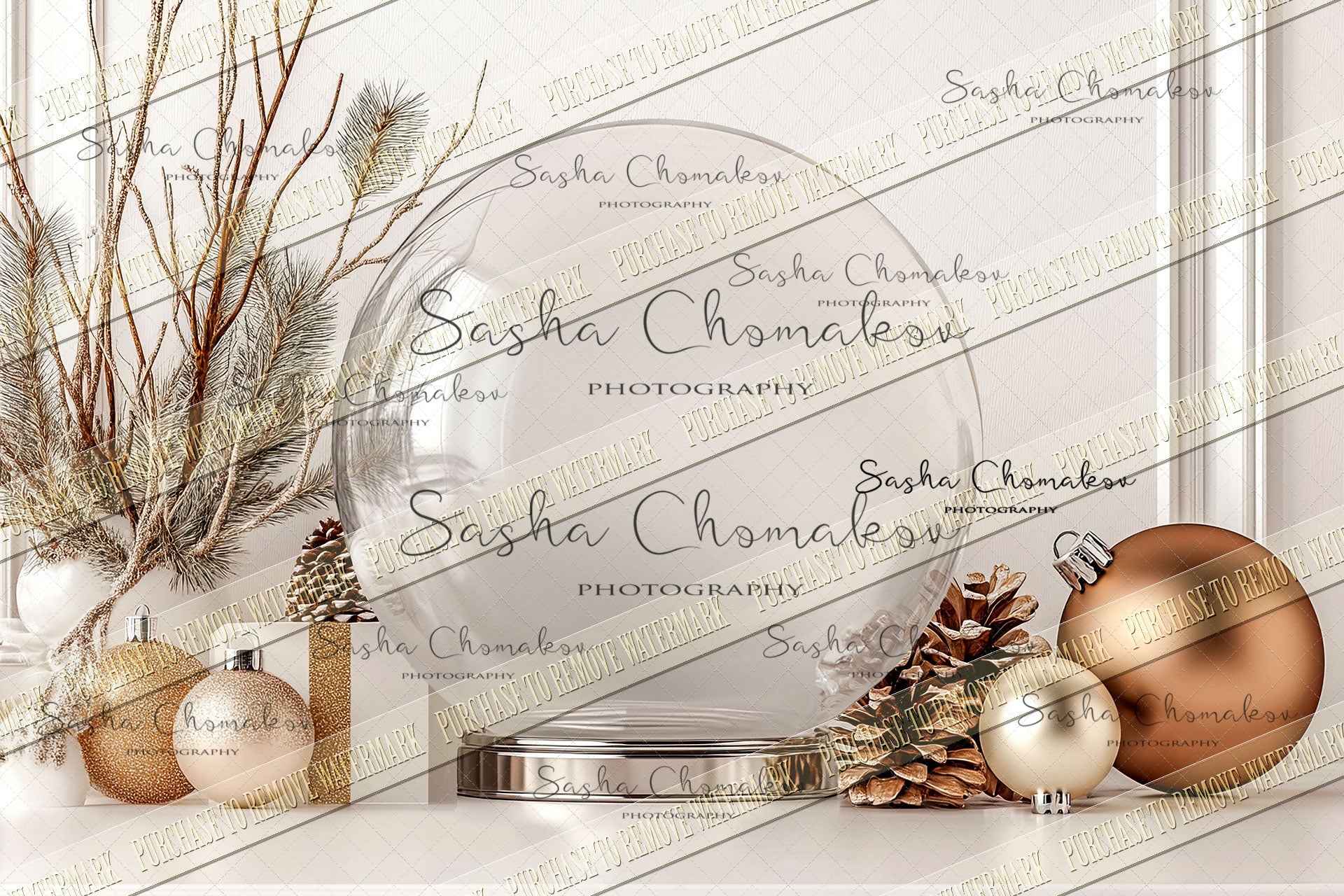 Digital Backdrop Ai generated Christmas globes