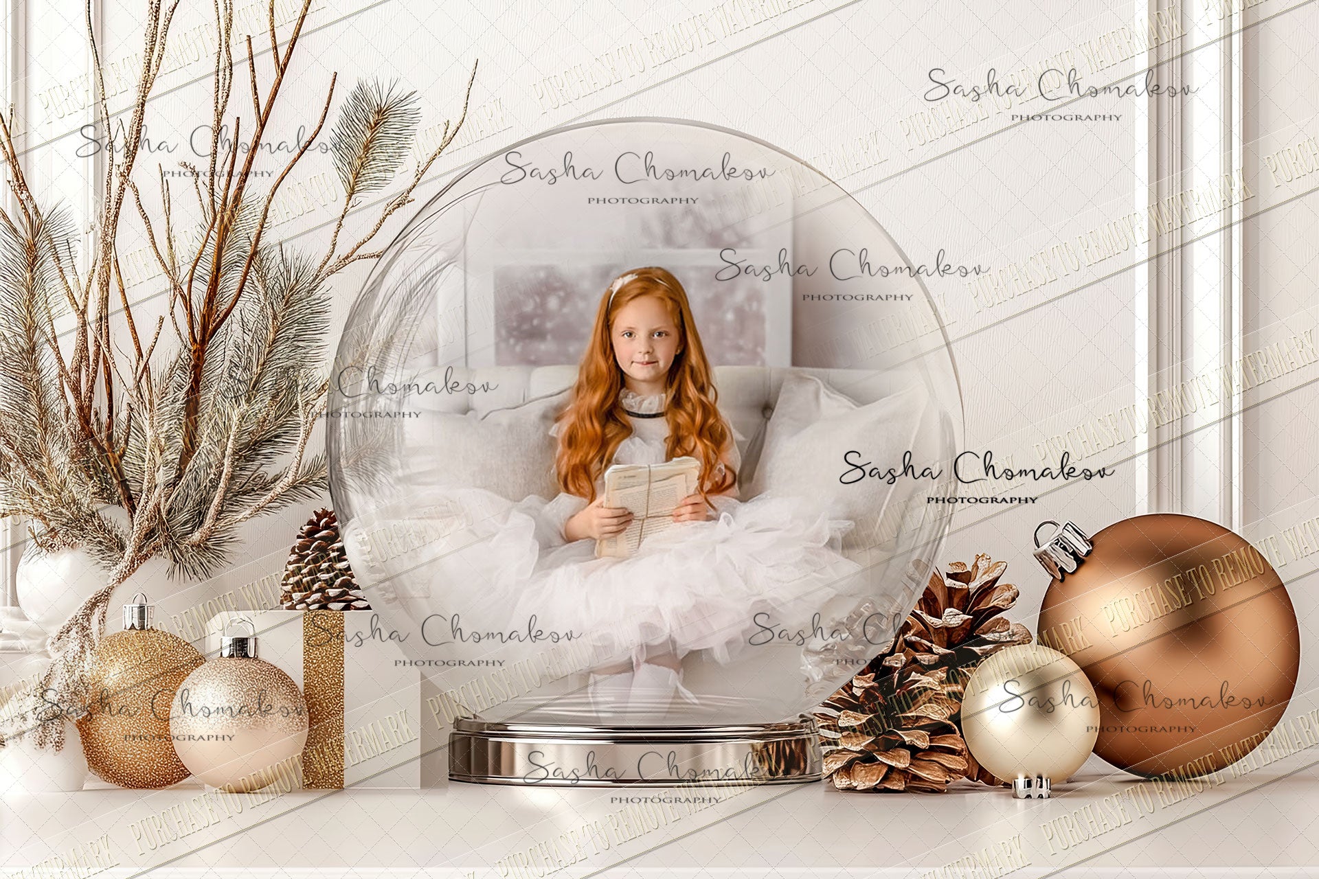Digital Backdrop Ai generated Christmas globes