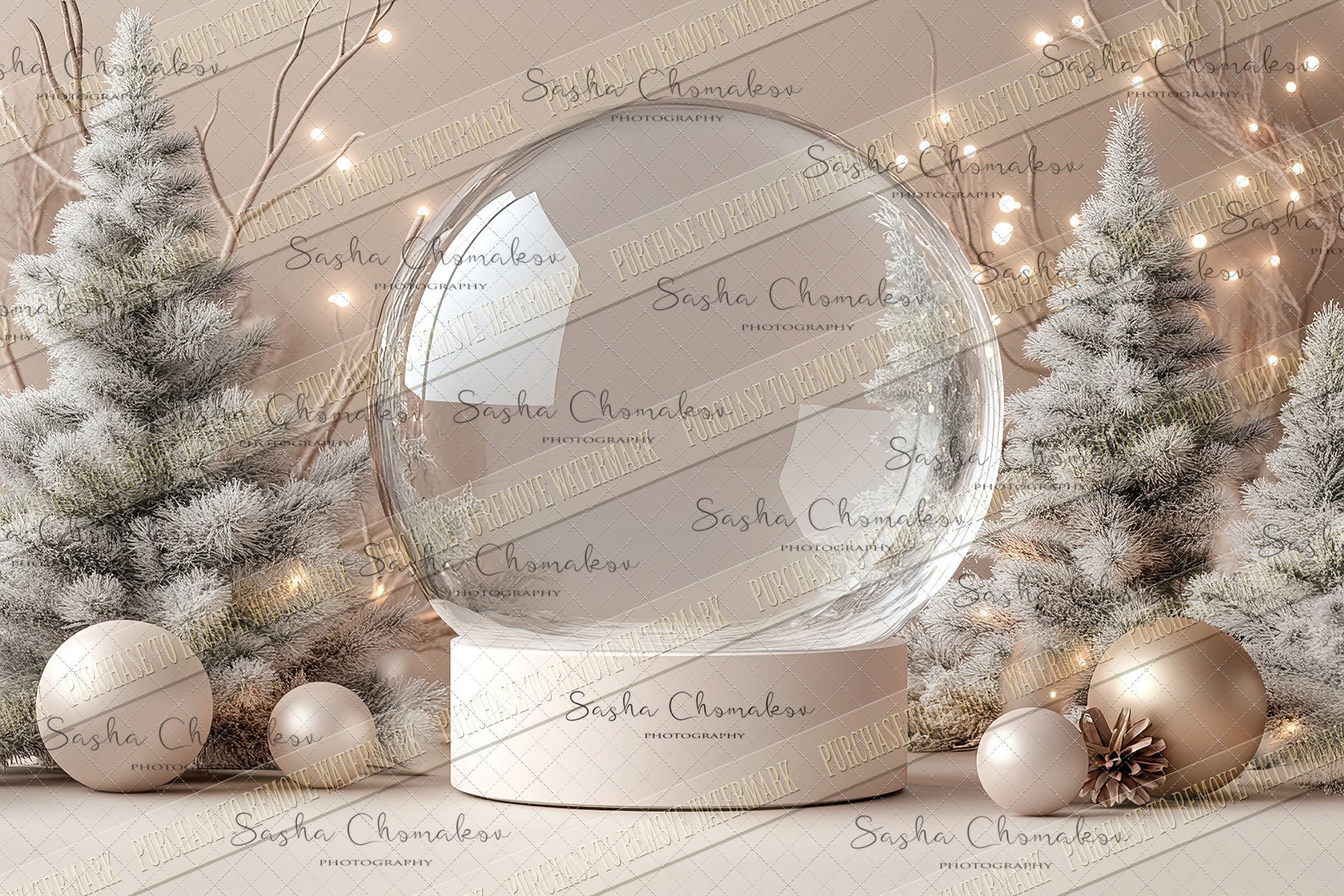 Digital Backdrop Ai generated Christmas globes