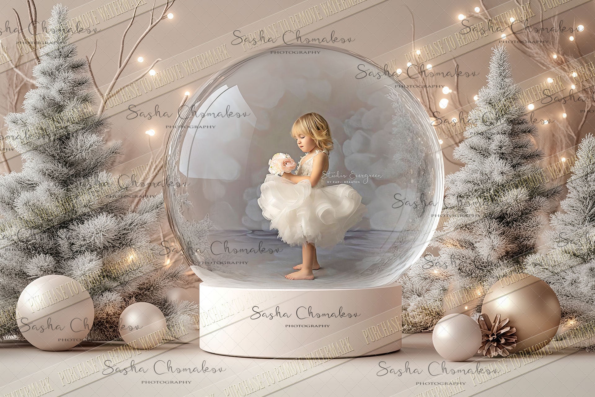 Digital Backdrop Ai generated Christmas globes