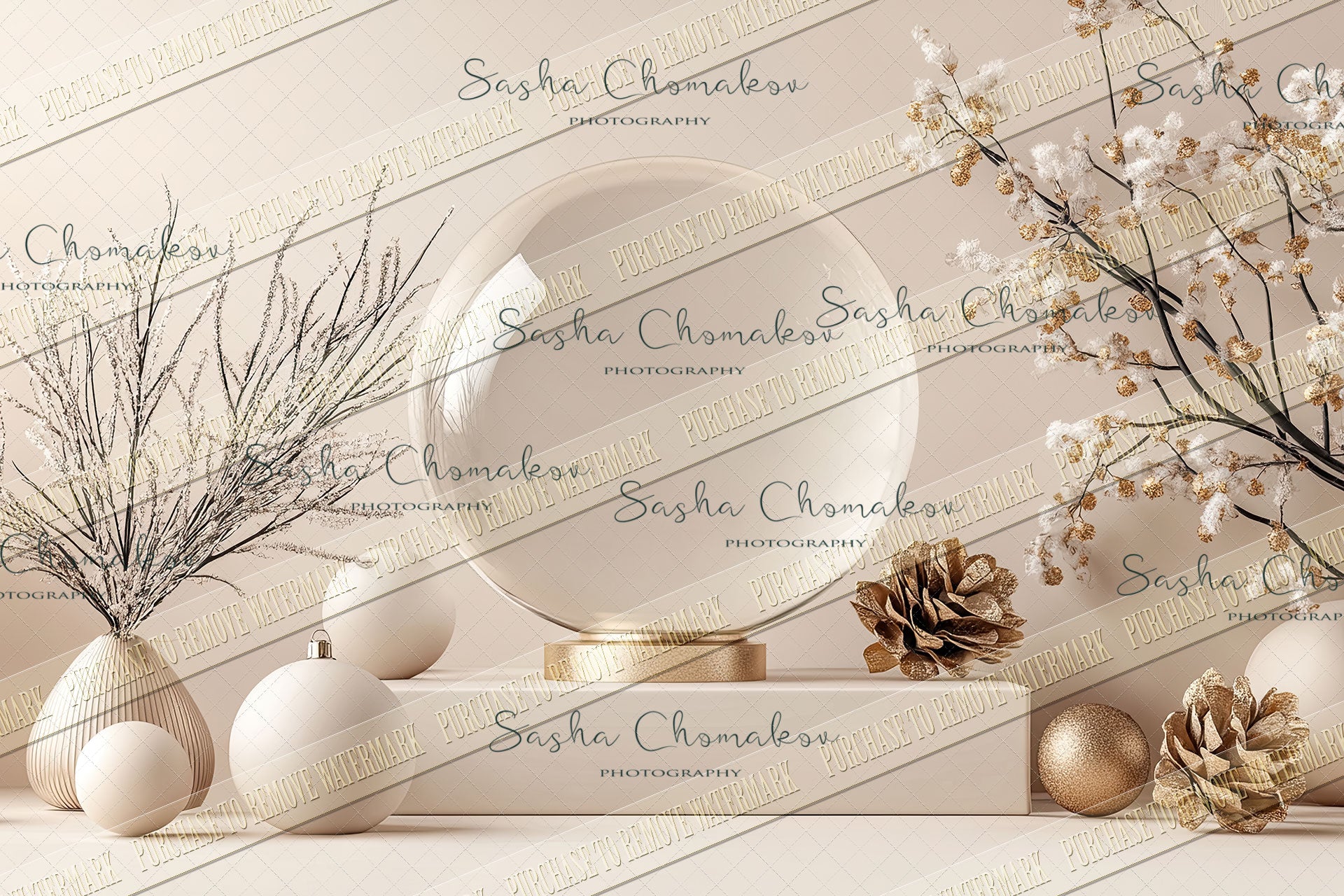 Digital Backdrop Ai generated Christmas globes