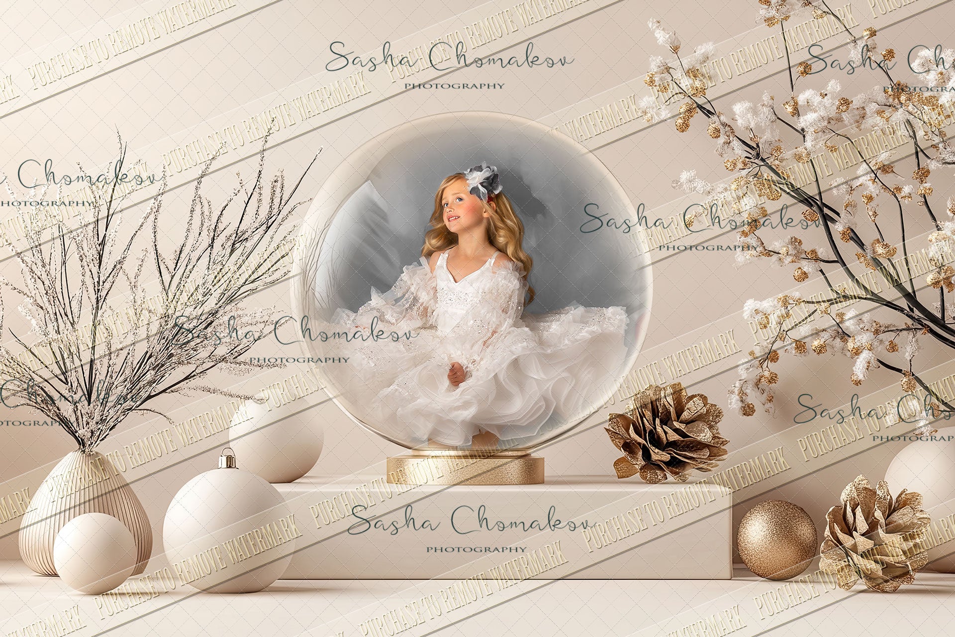 Digital Backdrop Ai generated Christmas globes