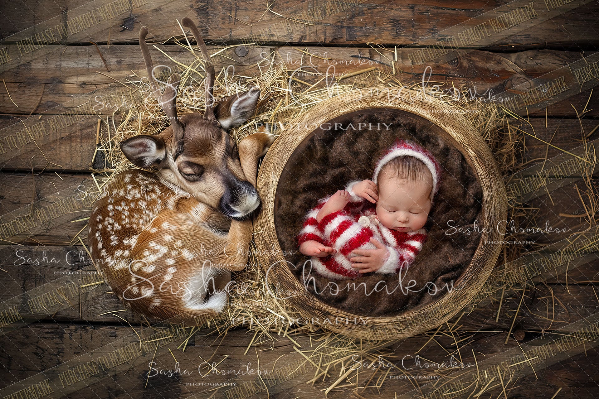 Digital background Ai generated Christmas deer