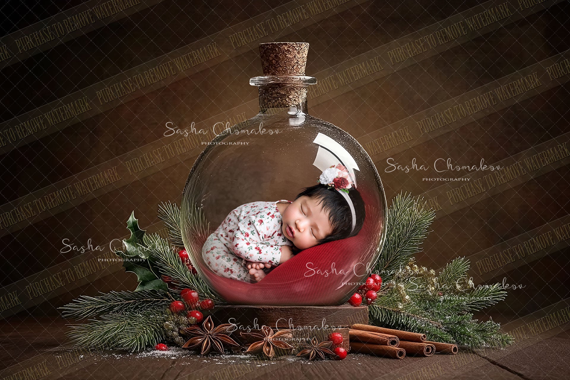 Digital Backdrop Ai generated Christmas globes