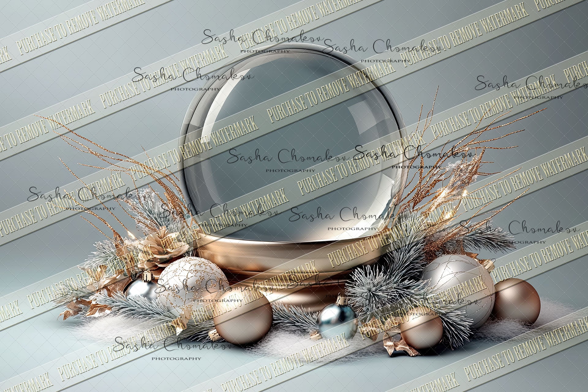 Digital Backdrop Ai generated Christmas globes