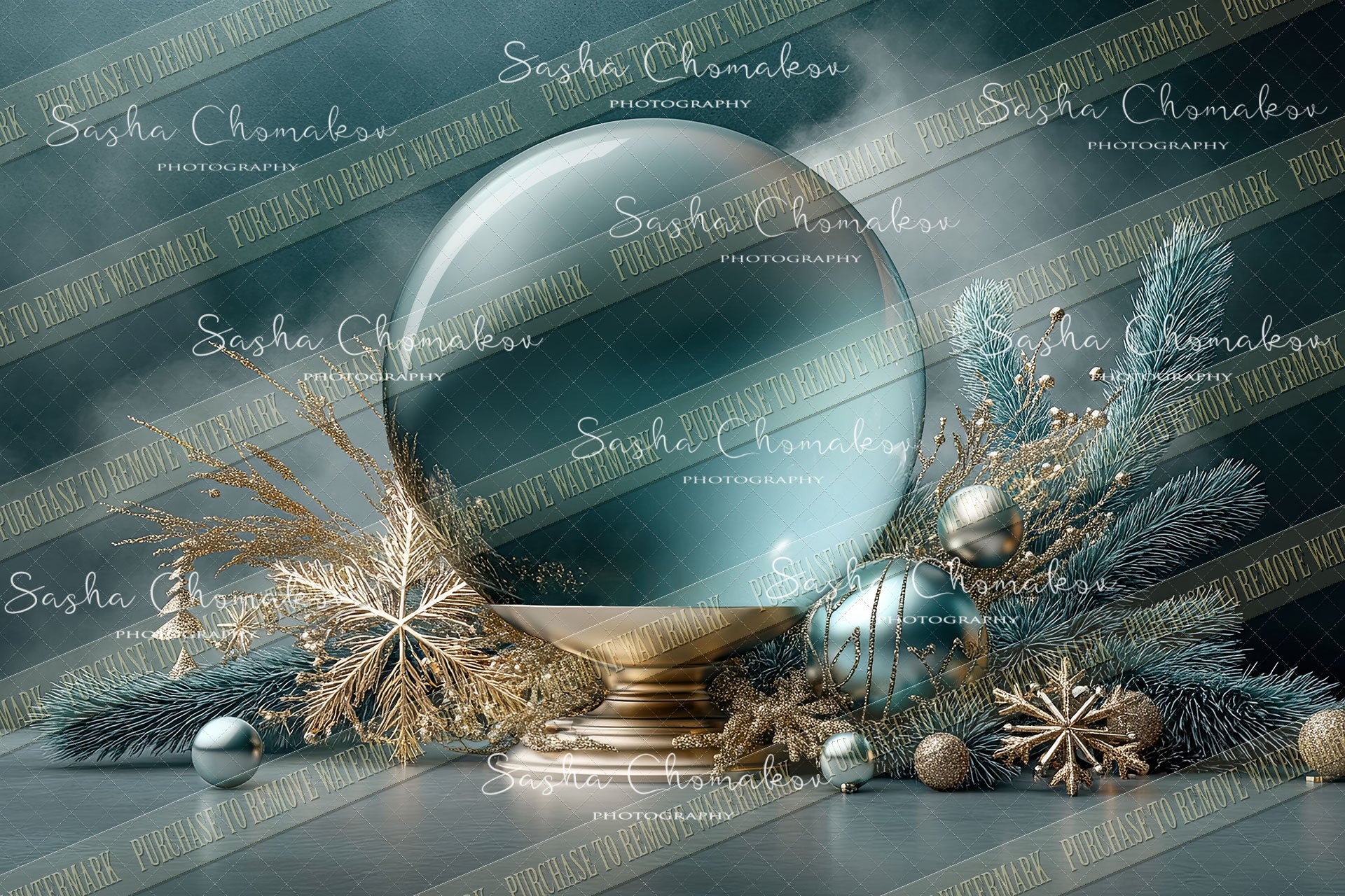 Digital Backdrop Ai generated Christmas globes
