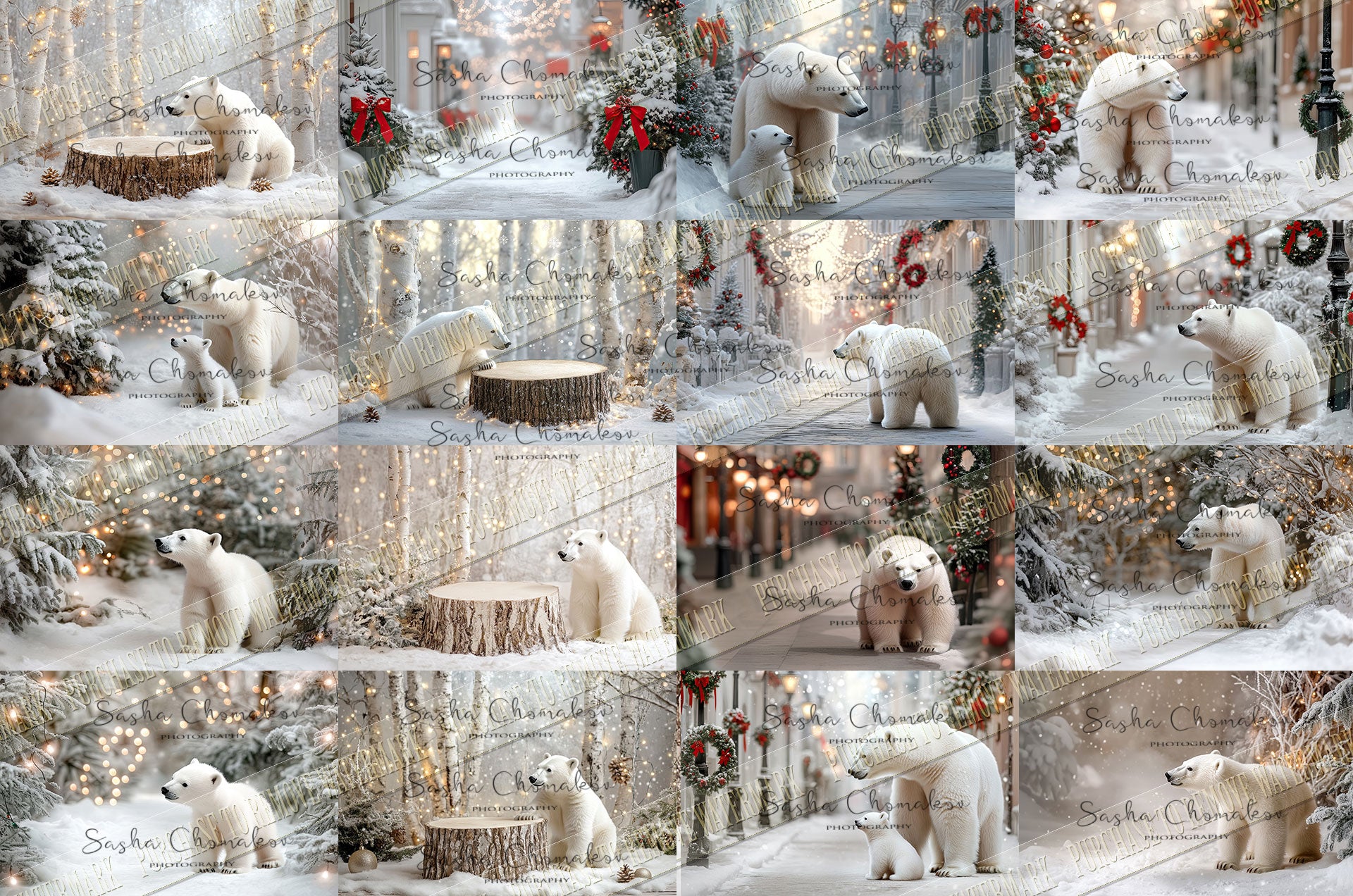 Digital background Ai generated Christmas polar bear
