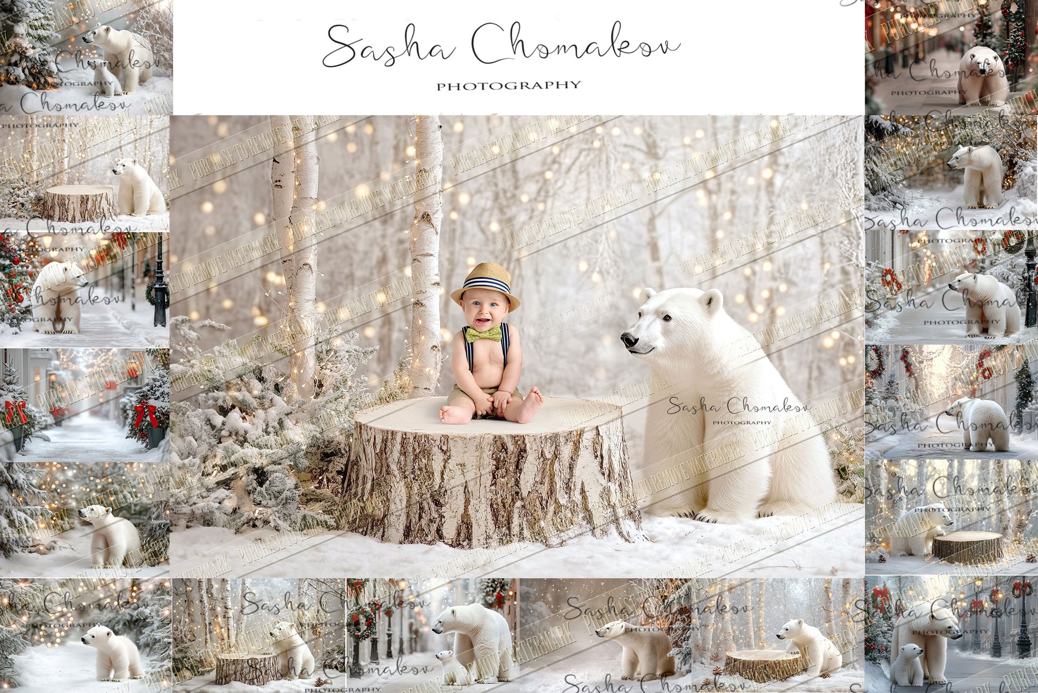 Digital background Ai generated Christmas polar bear