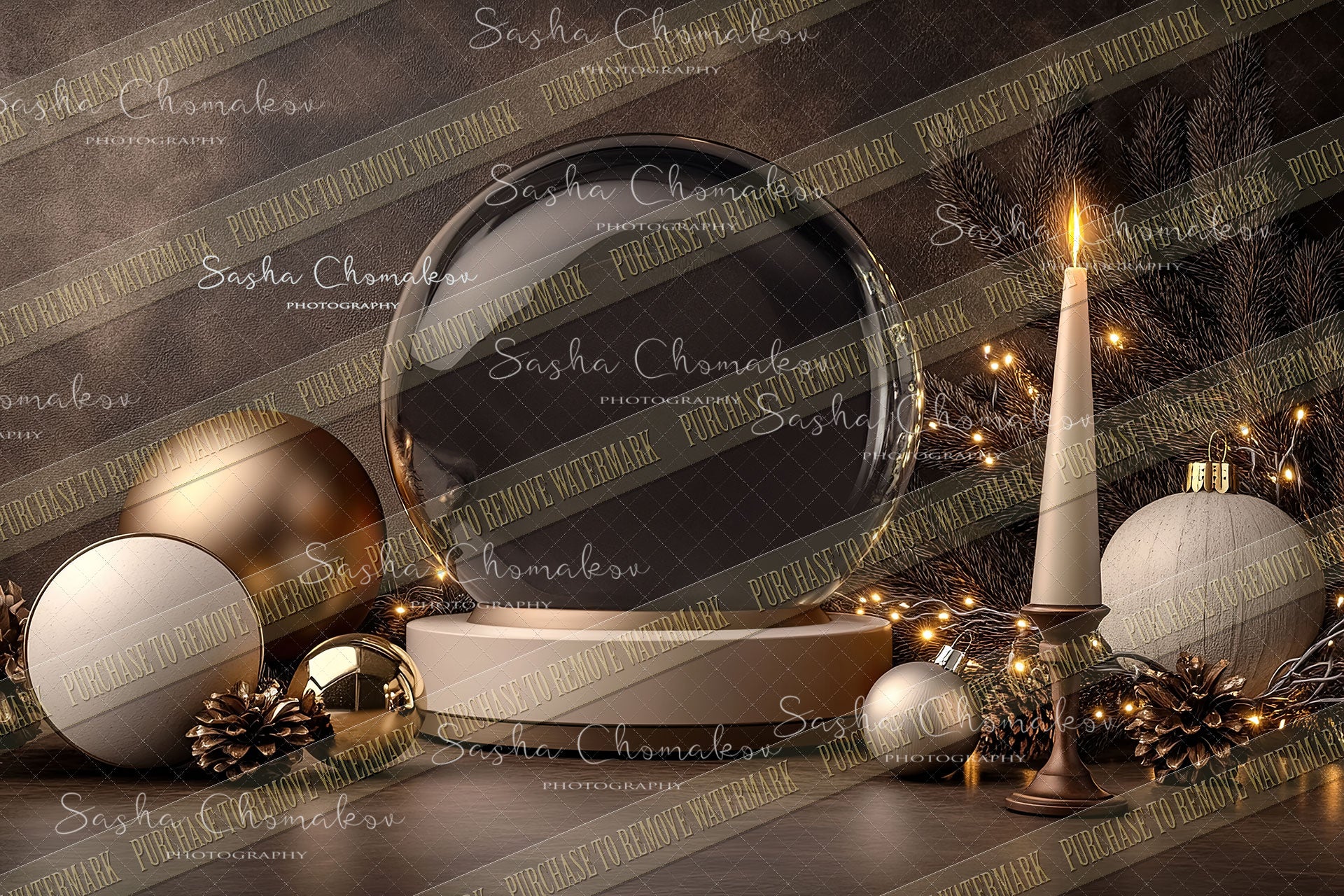 Digital Backdrop Ai generated Christmas globes