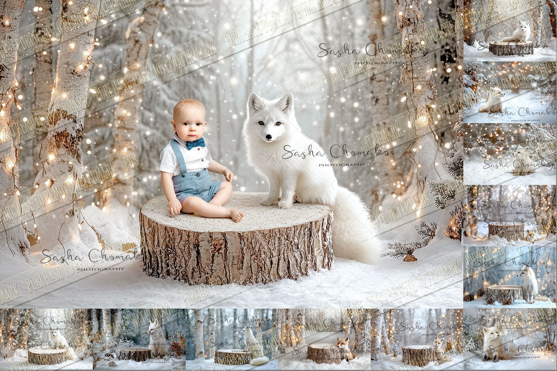 Digital background Ai generated Christmas foxes