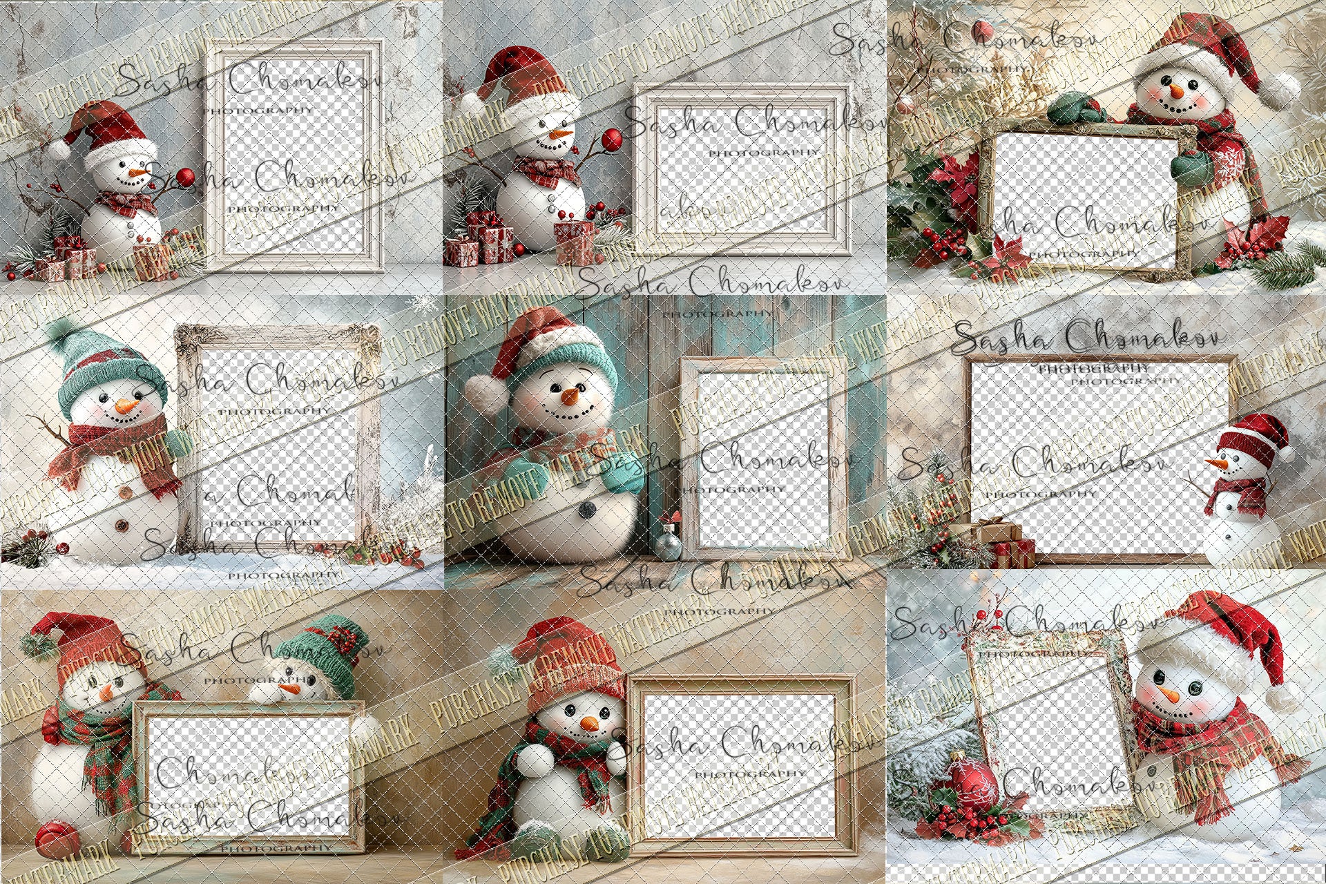 Digital background Ai generated snowman Christmas frames