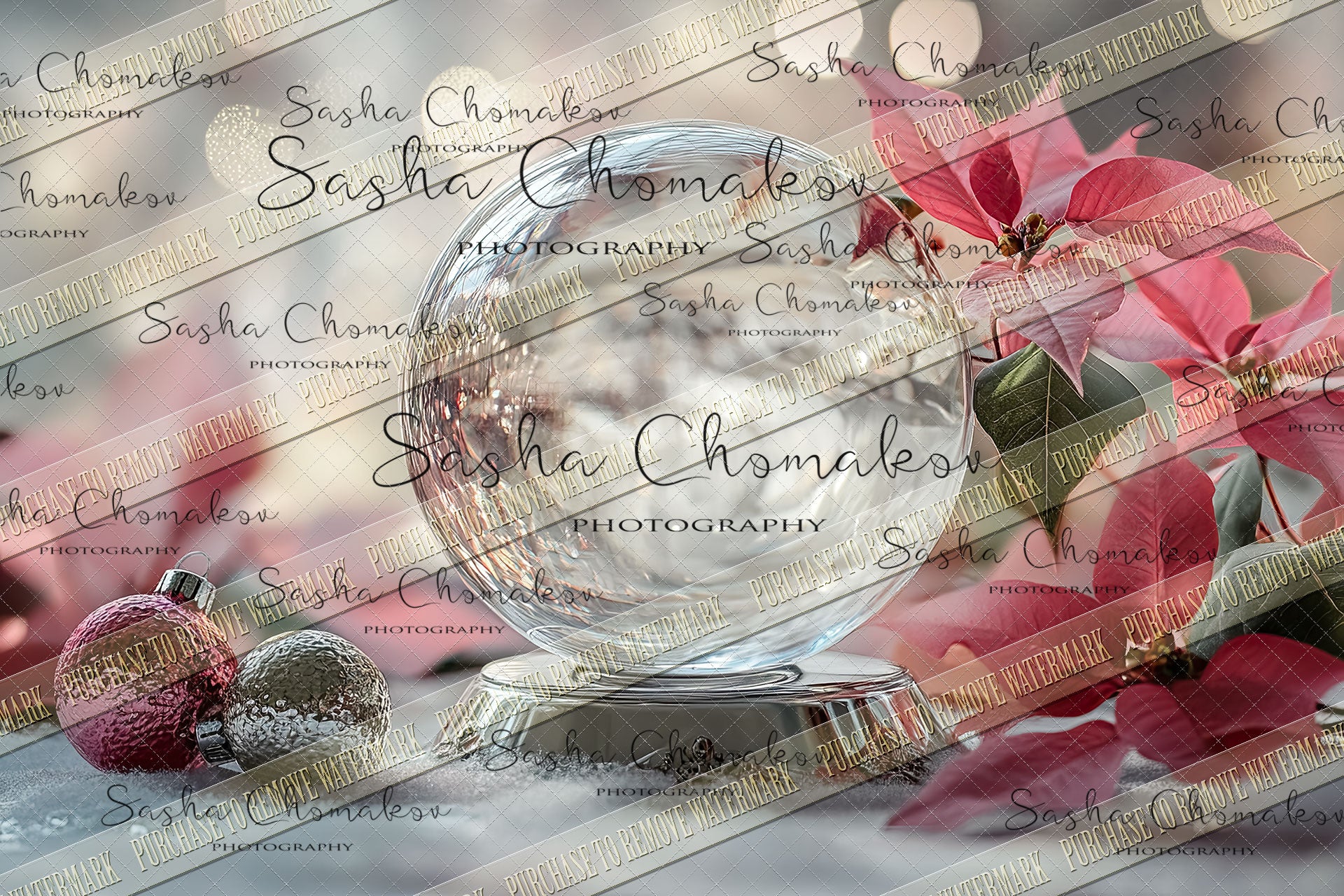 Digital Backdrop Ai generated Christmas globes pink