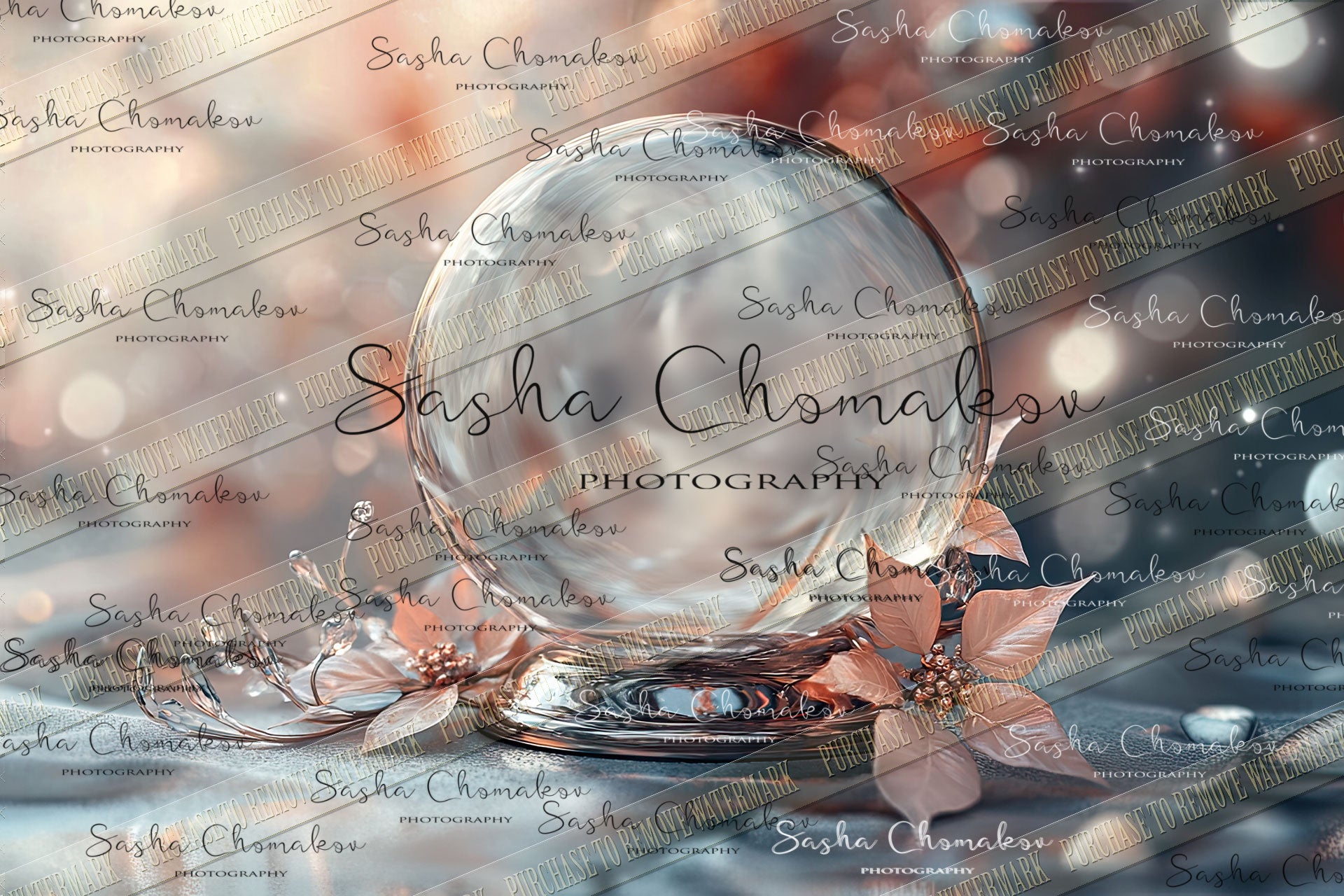 Digital Backdrop Ai generated Christmas globes poinsettia