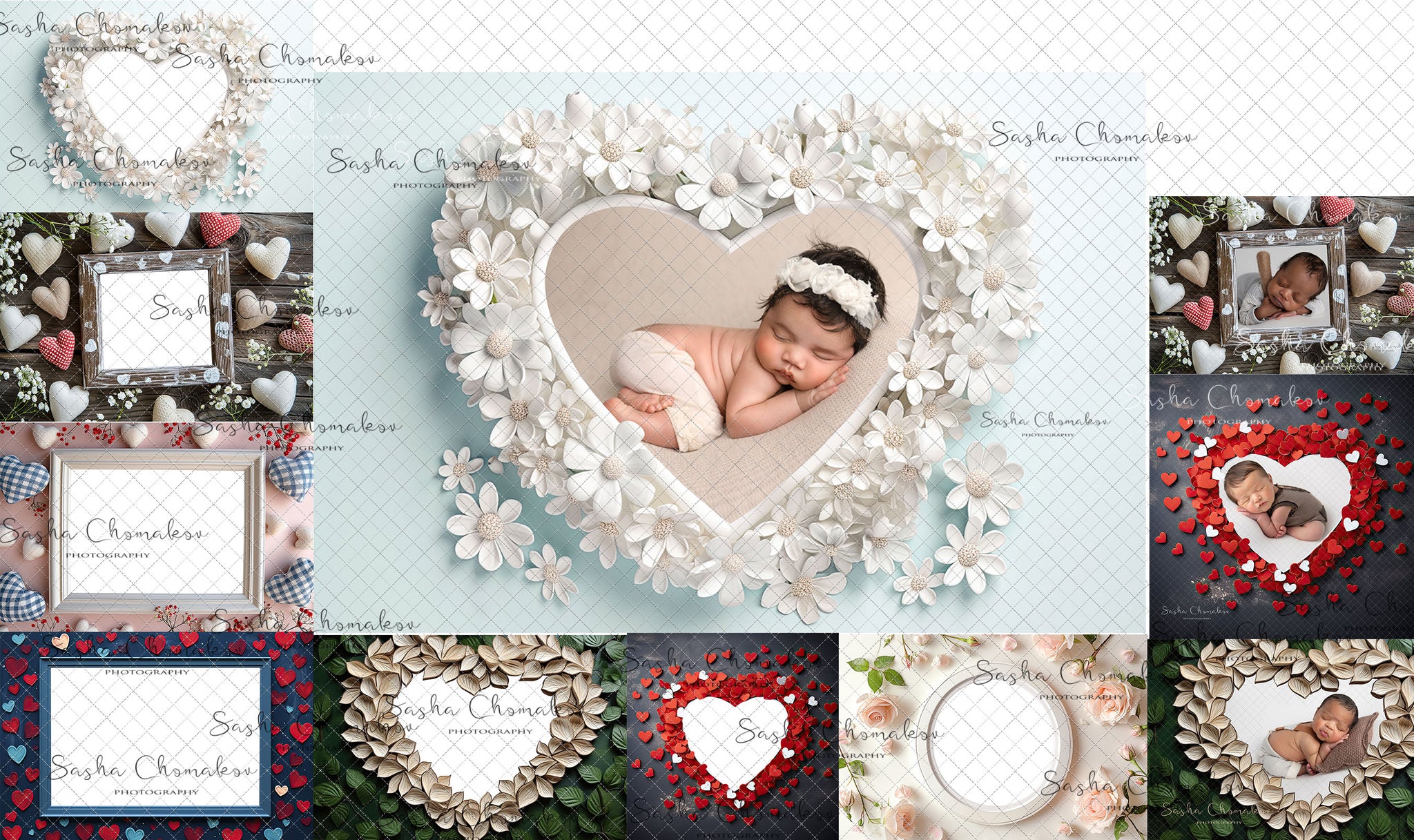 Digital backgrounds Ai generated V-day frames