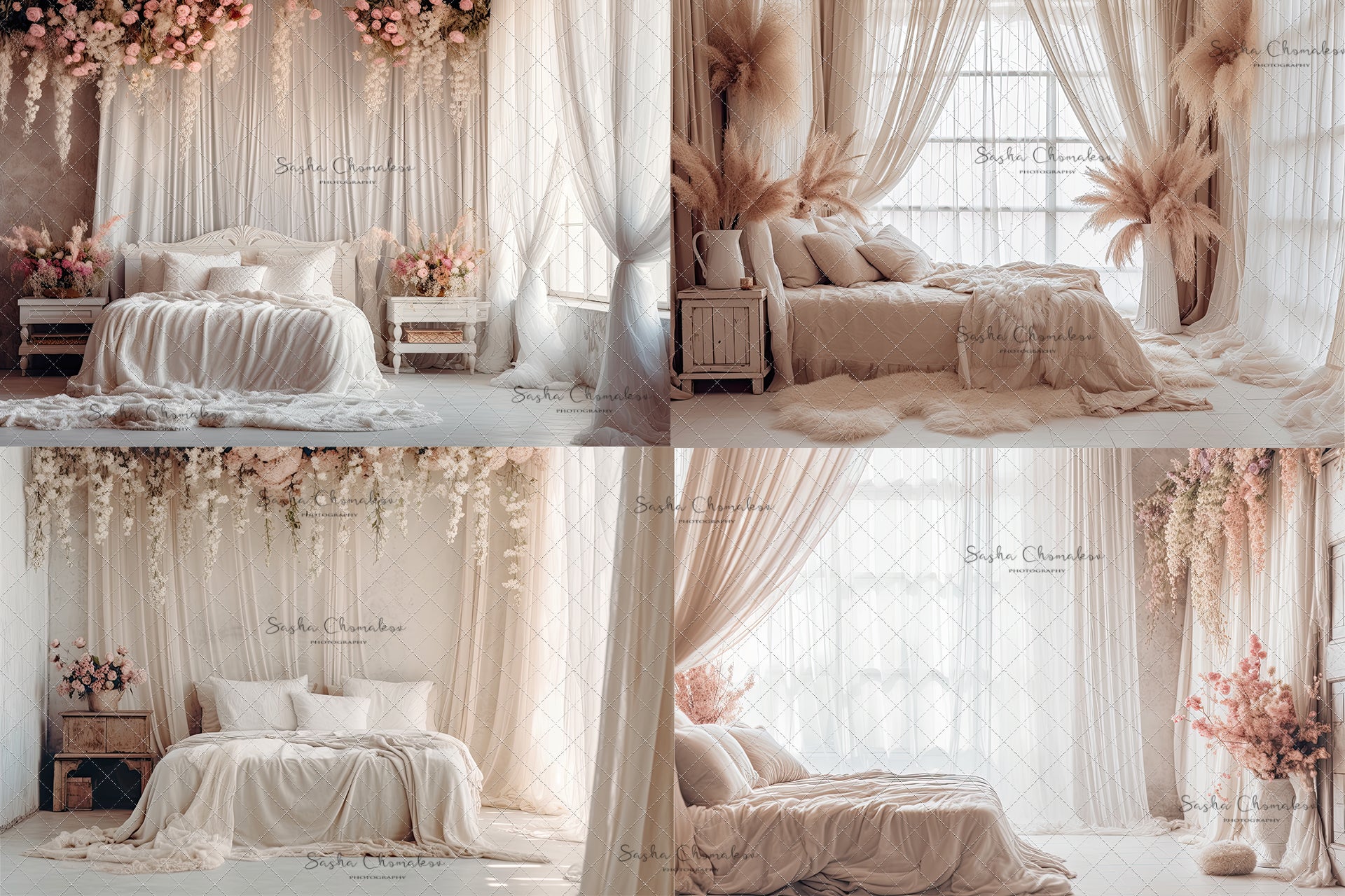 Digital backgrounds blush boho bedrooms 2 Ai generated