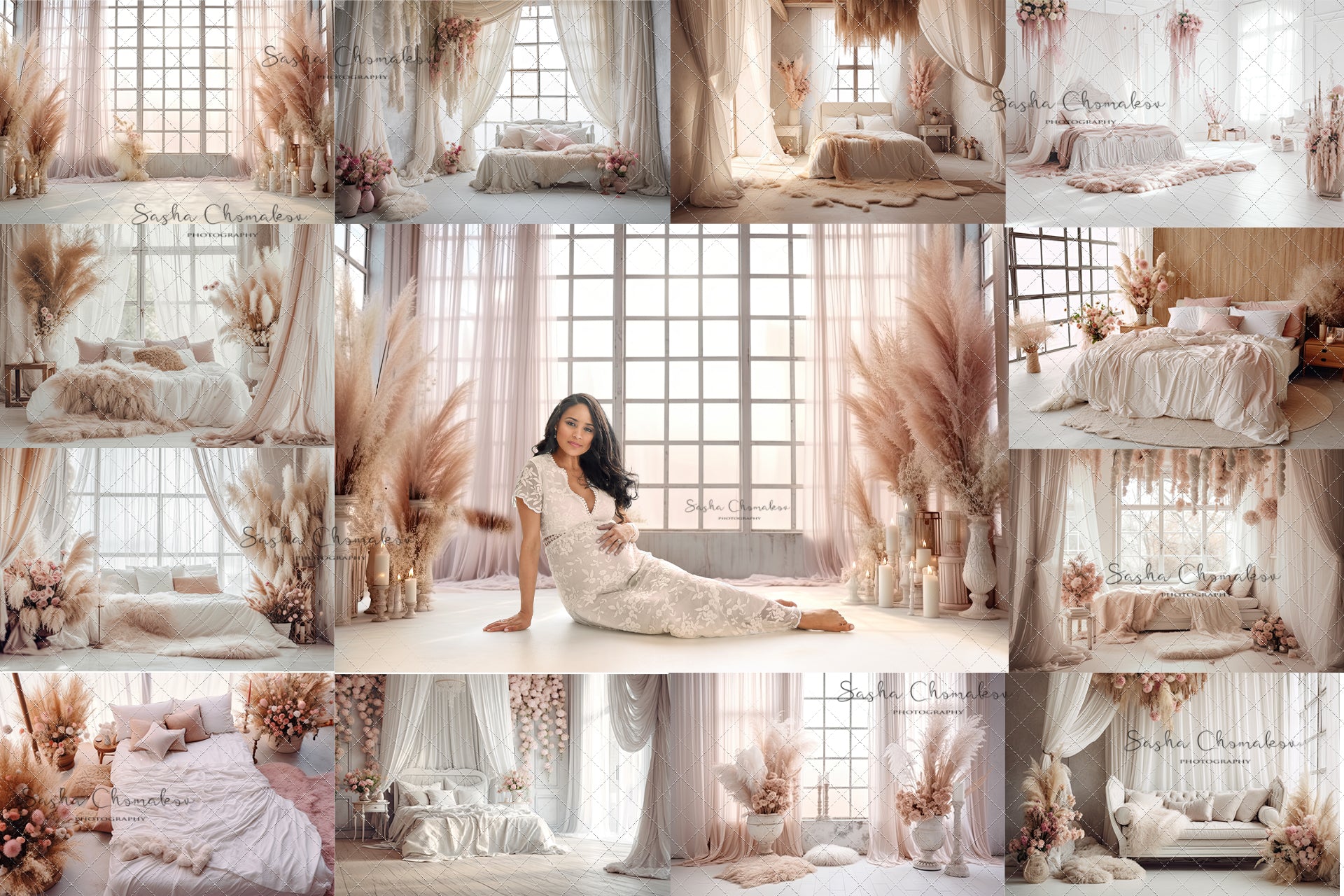 Digital backgrounds blush boho bedrooms 4 Ai generated
