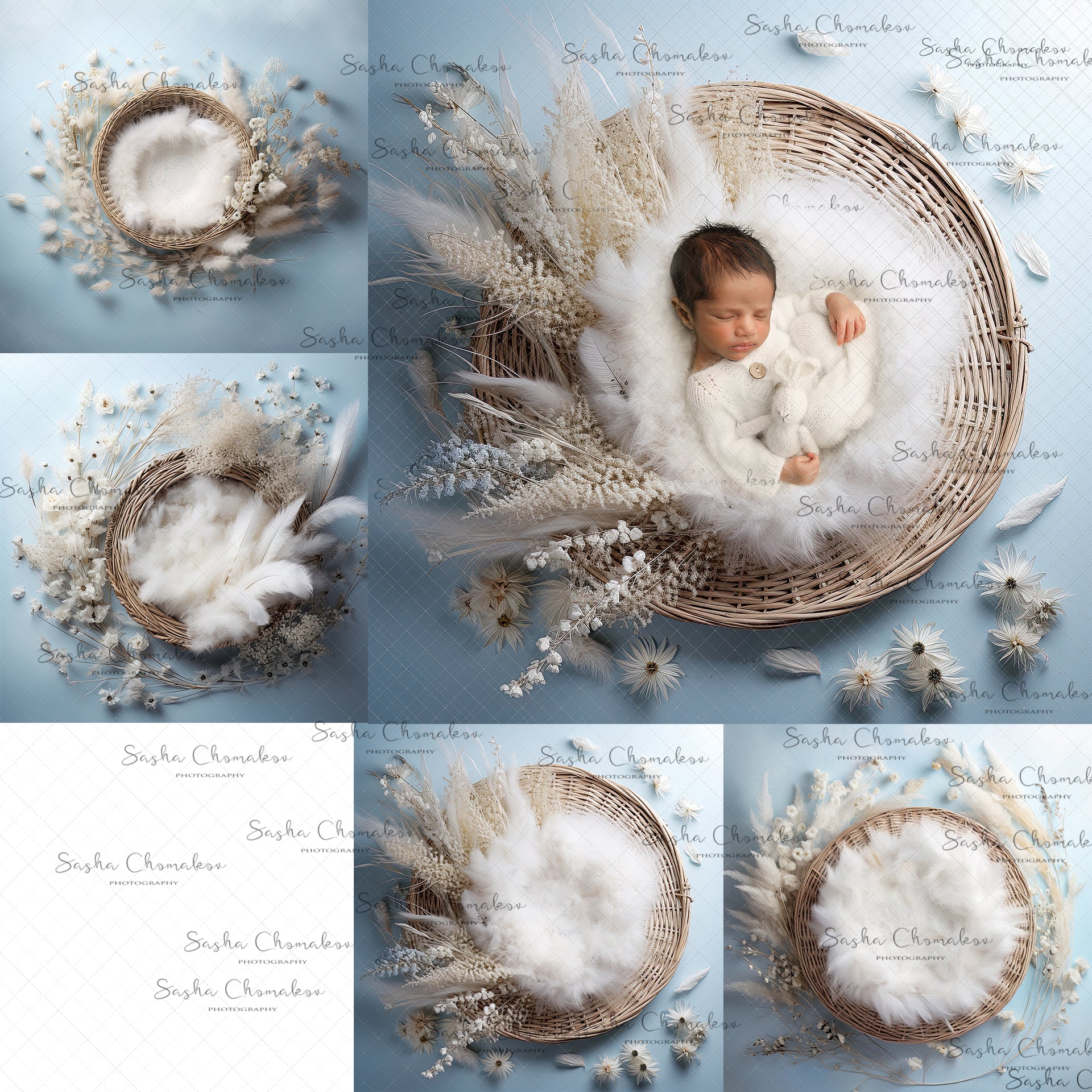 Digital Backdrops Ai generated blue for the boys