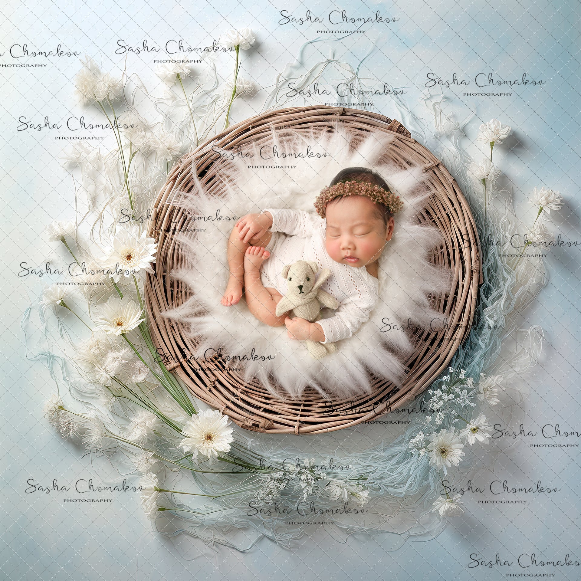 Digital Backdrops Ai generated blue girls 5