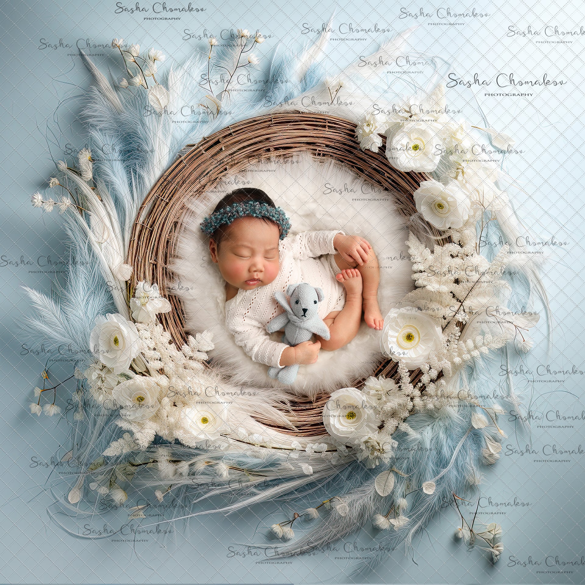 Digital Backdrops Ai generated blue girls 1