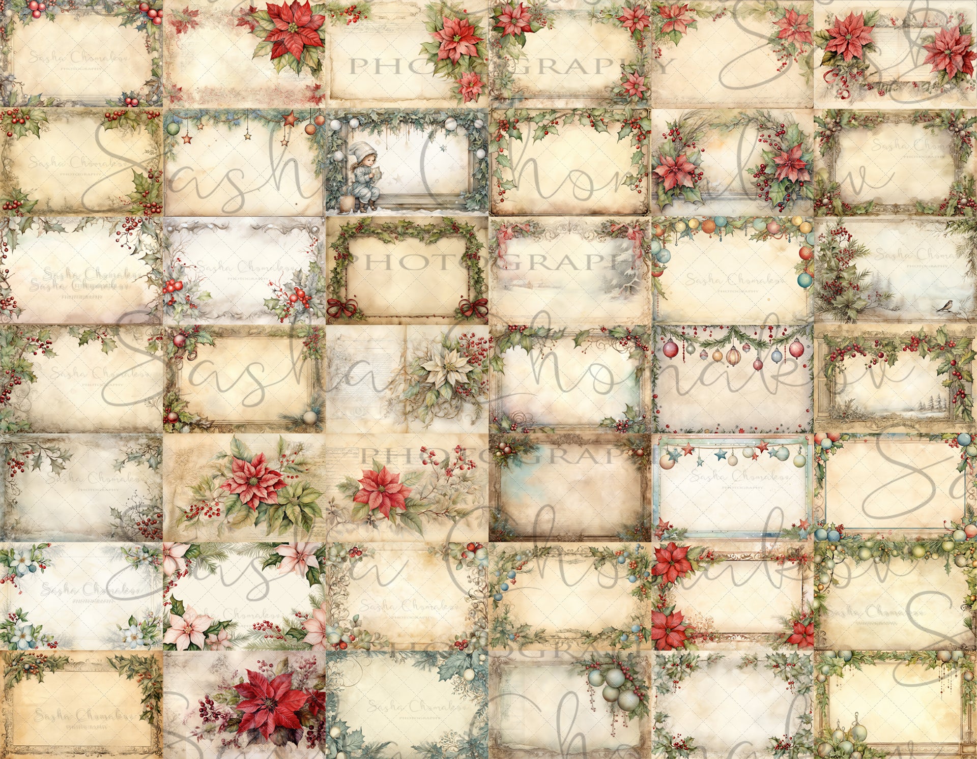 Digital backgrounds Ai generated Christmas frames overlays