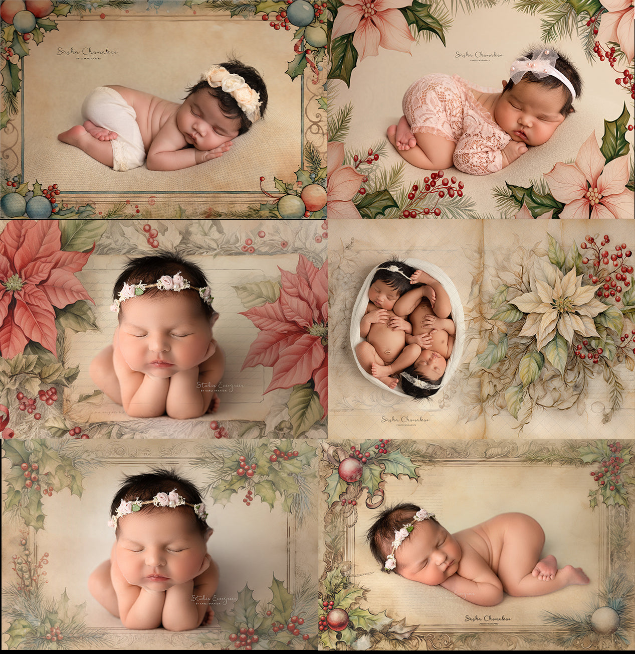 Digital backgrounds Ai generated Christmas frames overlays