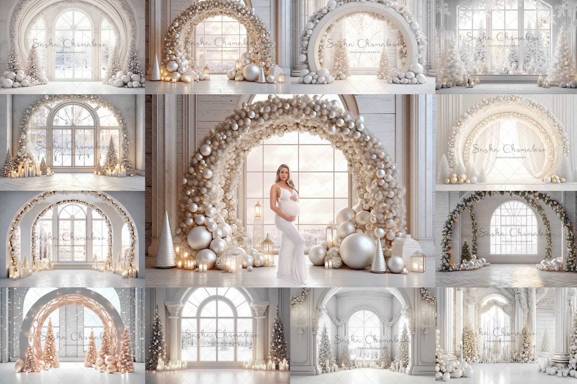 Digital backgrounds Ai generated Christmas back lit set 1