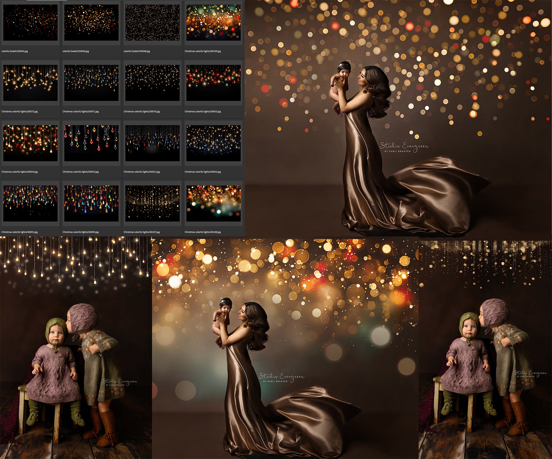 Christmas colorful bokeh lights overlays Ai generated