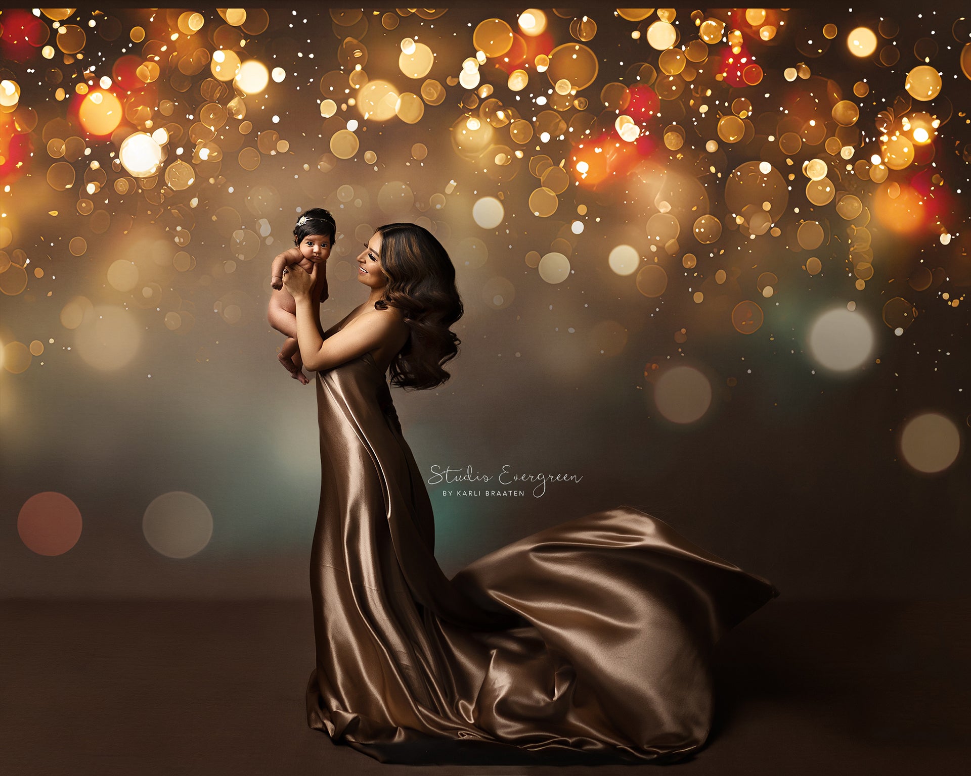Christmas colorful bokeh lights overlays Ai generated
