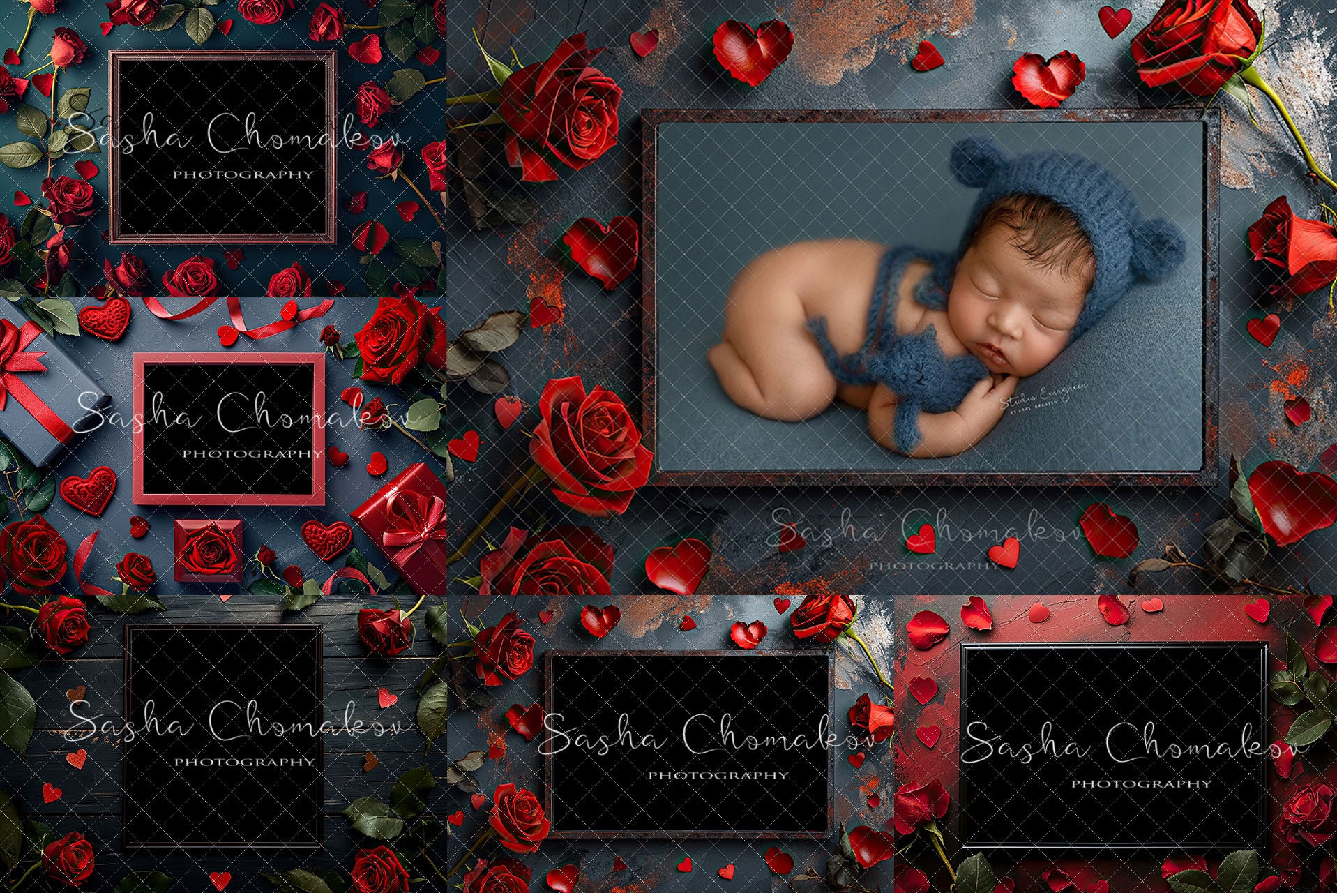 Digital backgrounds Ai generated V-day frames