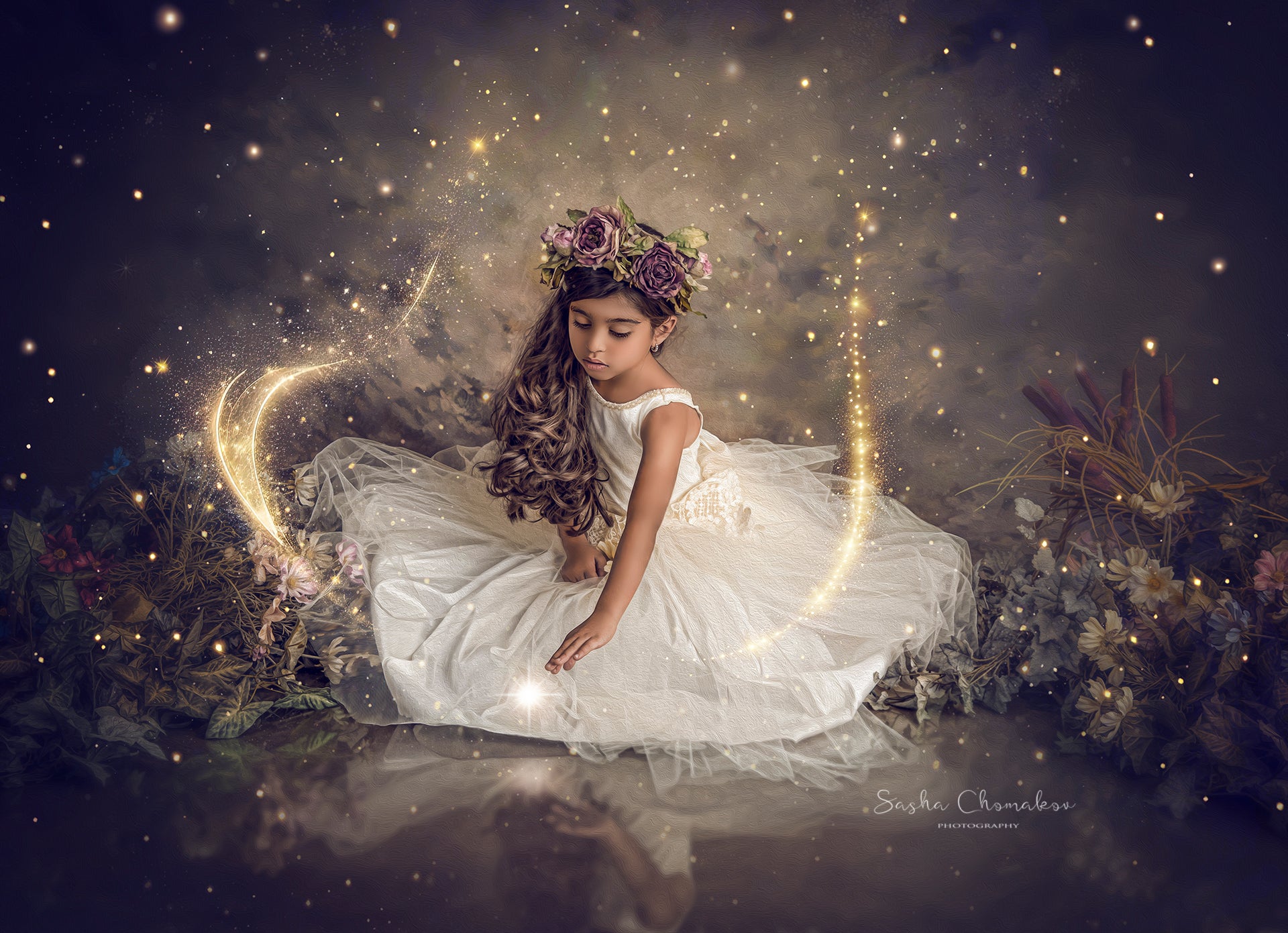 Fairy lights and trails and a few wings Ai generated bokeh
